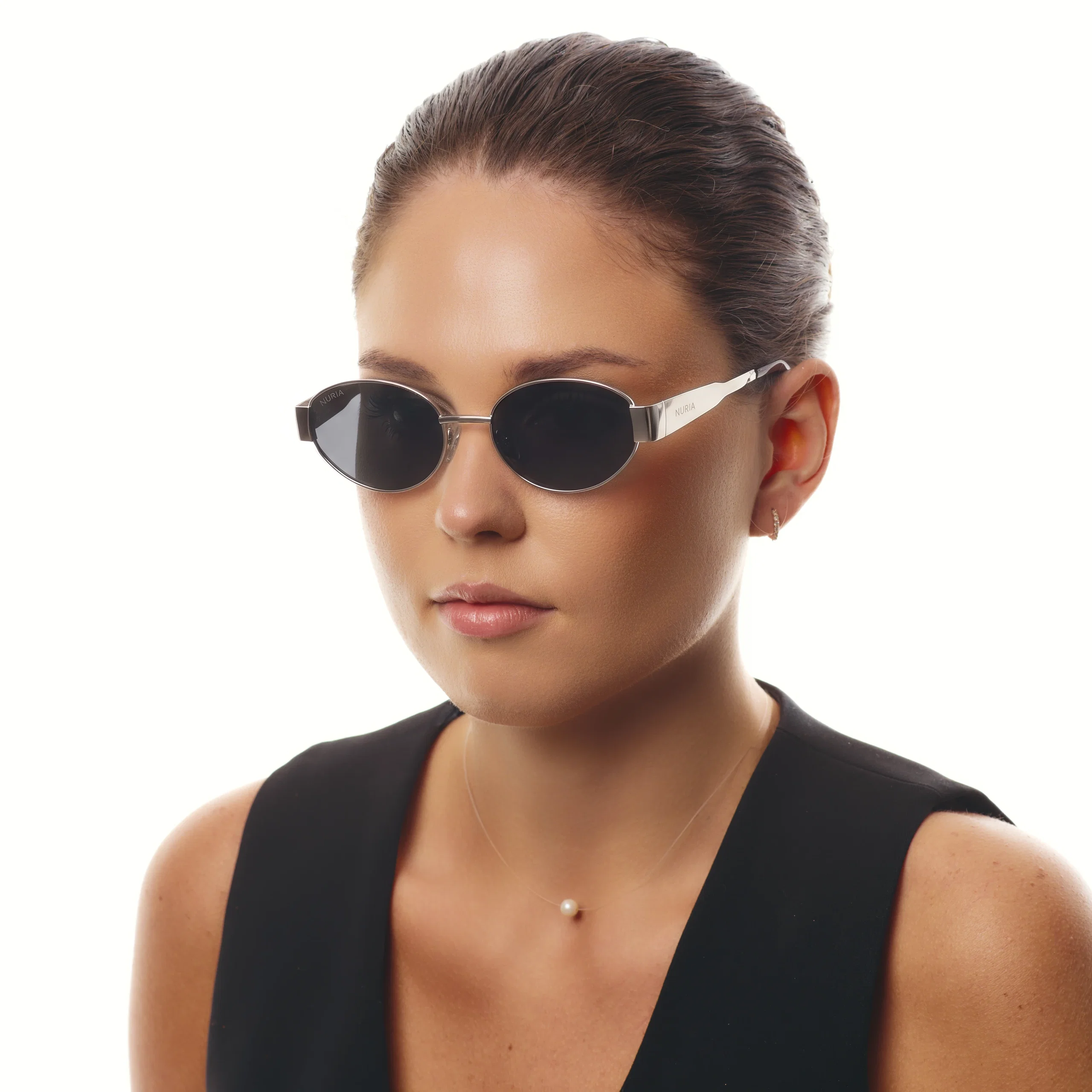 Ochelari de Soare NURIA cu Ramă Ovală Willow Halo Silver Noir [3]