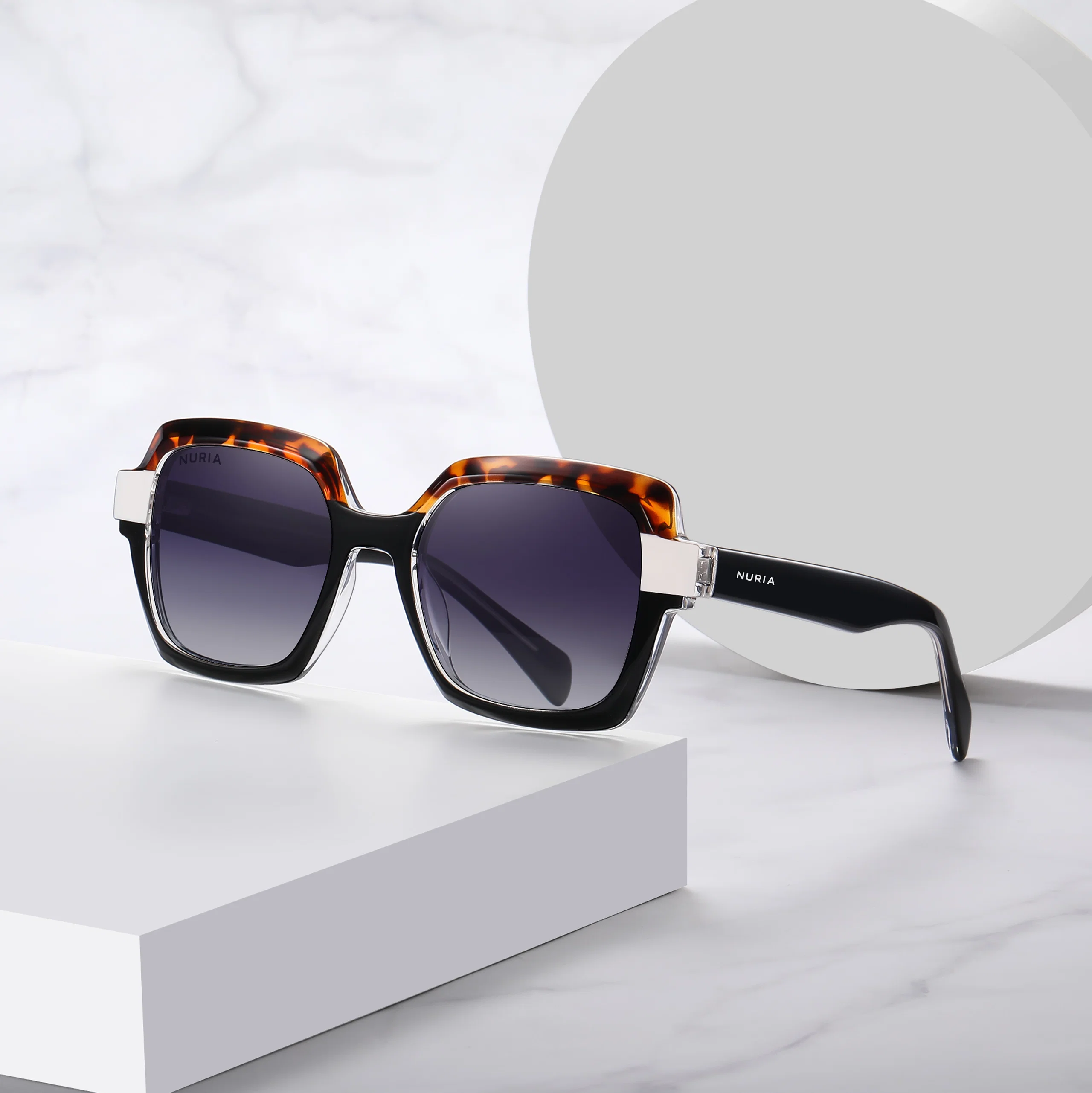 Ochelari de Soare NURIA cu Ramă Pătrată Midnight Aura Black Tortoise [5]