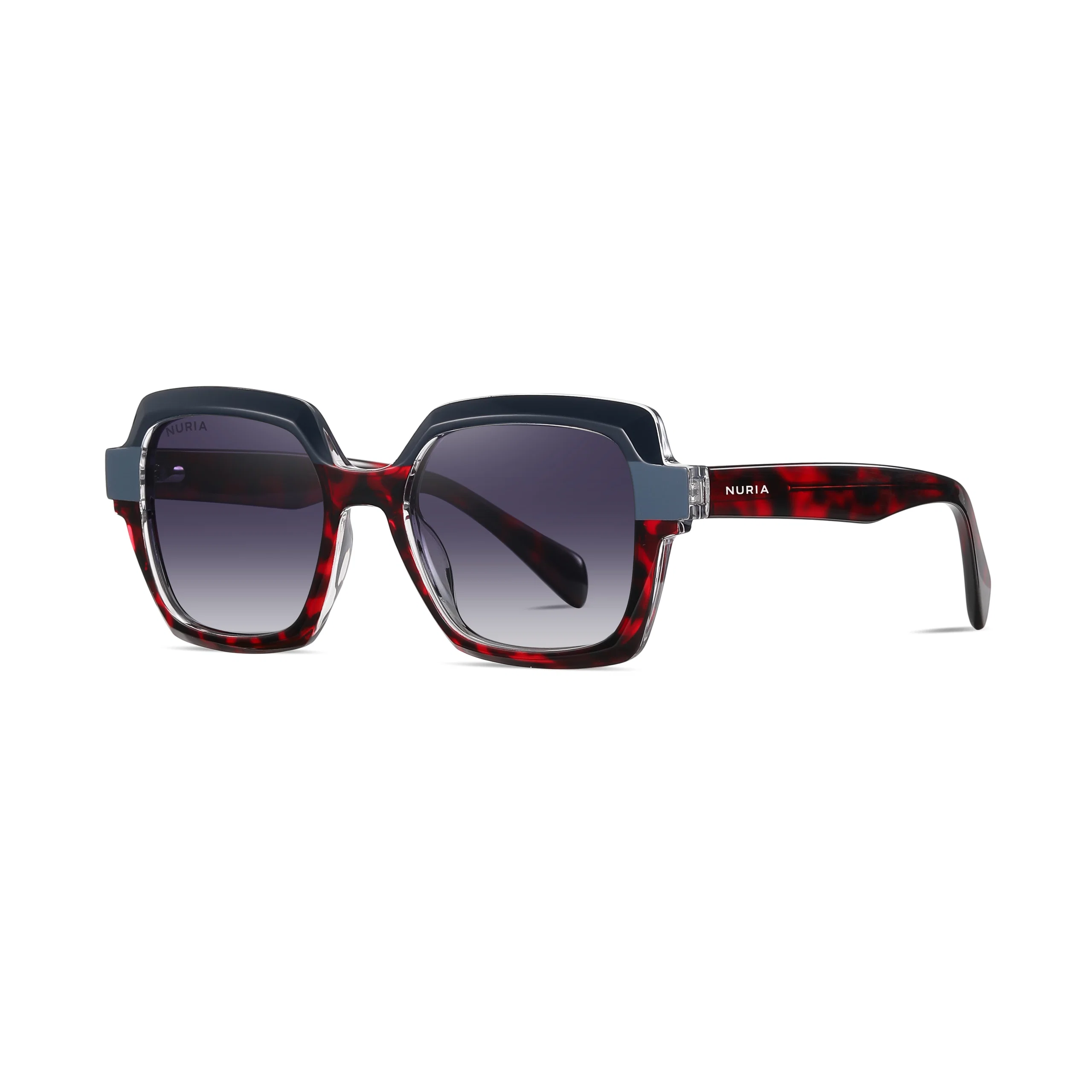 Ochelari de Soare NURIA cu Ramă Pătrată Midnight Aura Ruby Blue Tortoise [1]