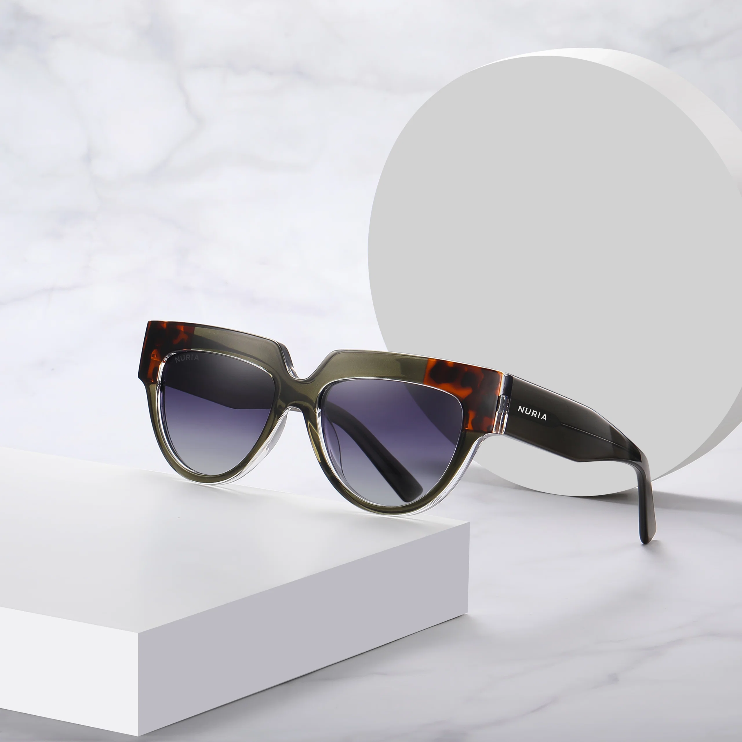 Ochelari de Soare NURIA cu Ramă Pătrată Urban Edge Olive Tortoise [5]
