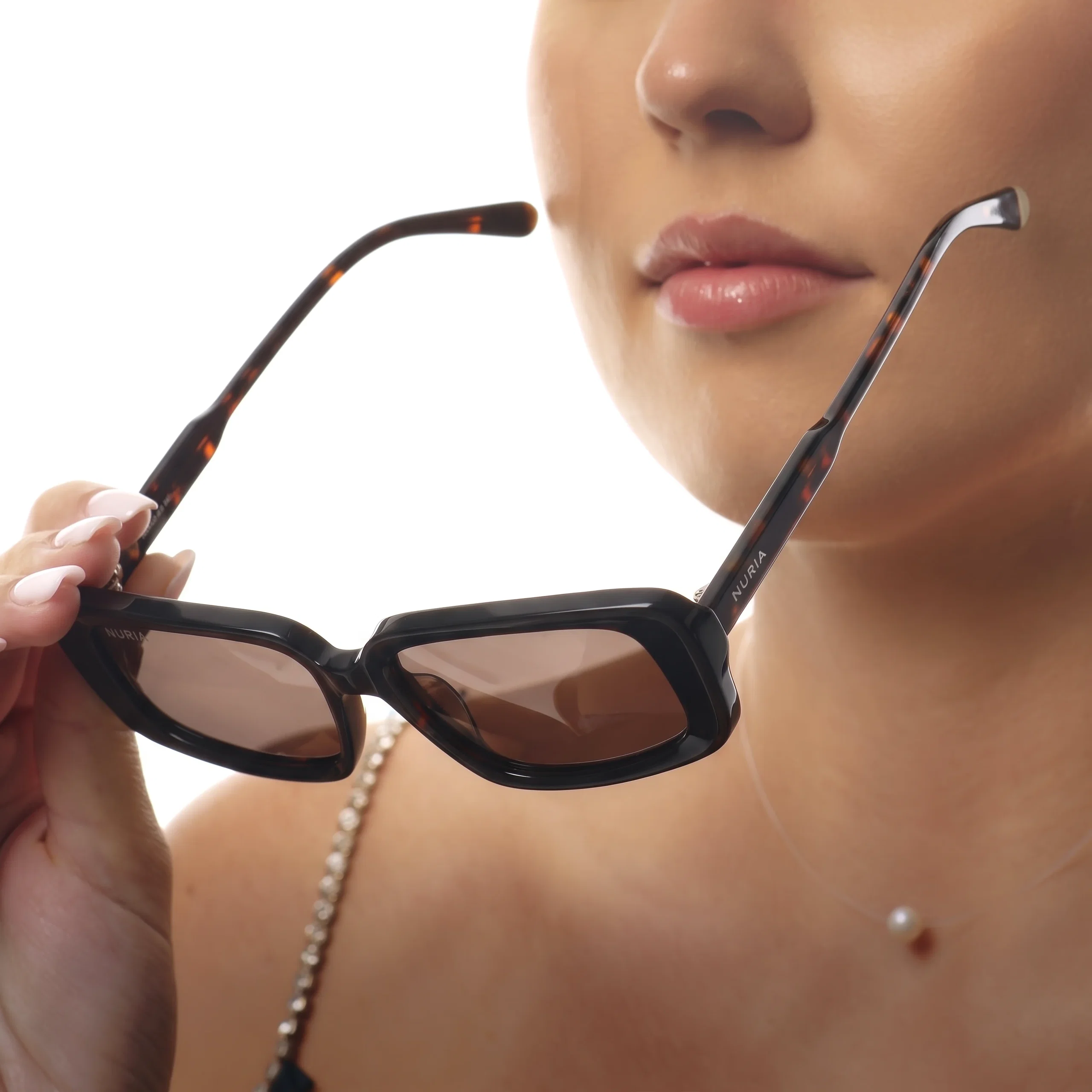 Ochelari de Soare NURIA cu Ramă Rectangulară Cedar Frost Espresso Tortoise [5]