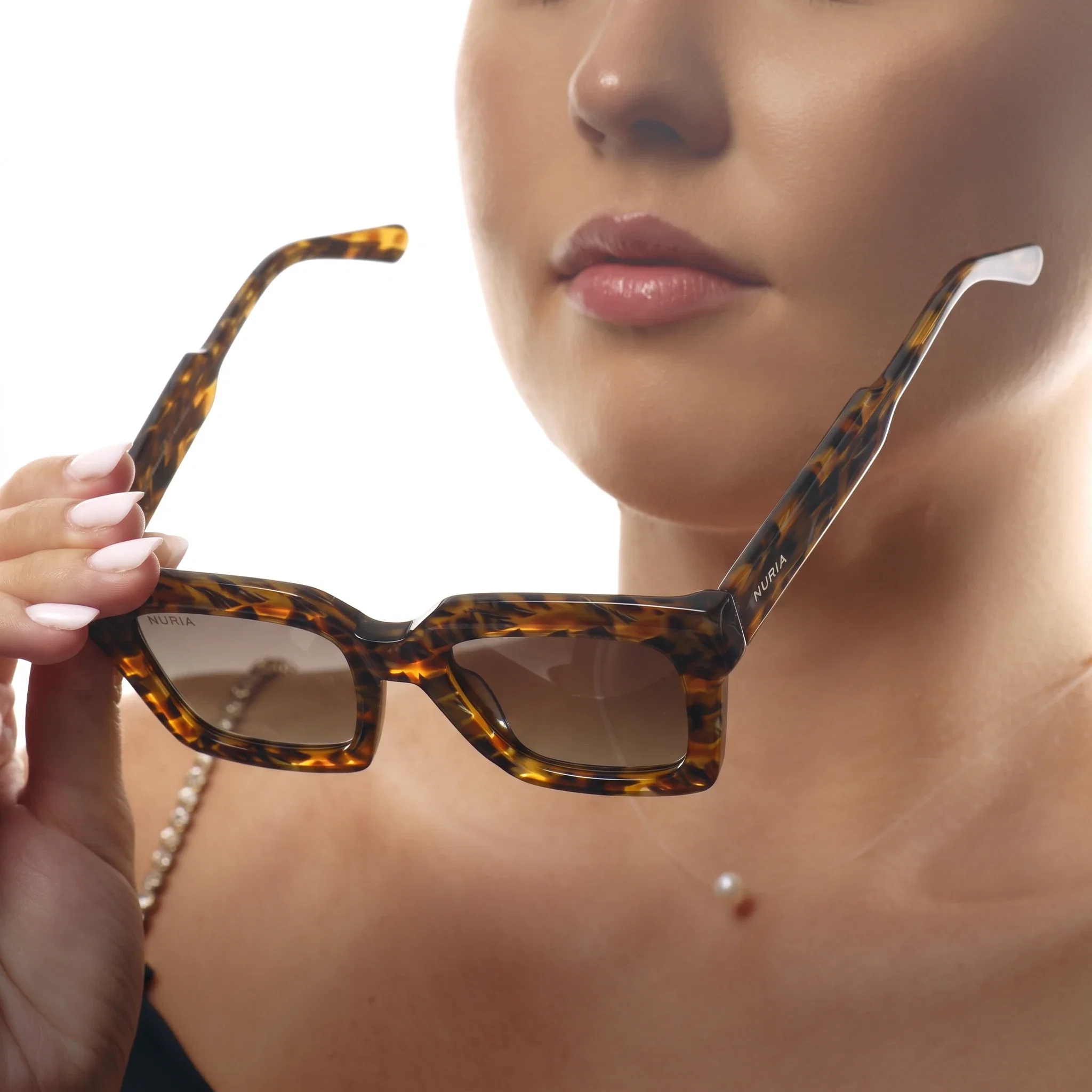 Ochelari de Soare NURIA cu Ramă Rectangulară Cobalt Reef Amber Mosaic [5]