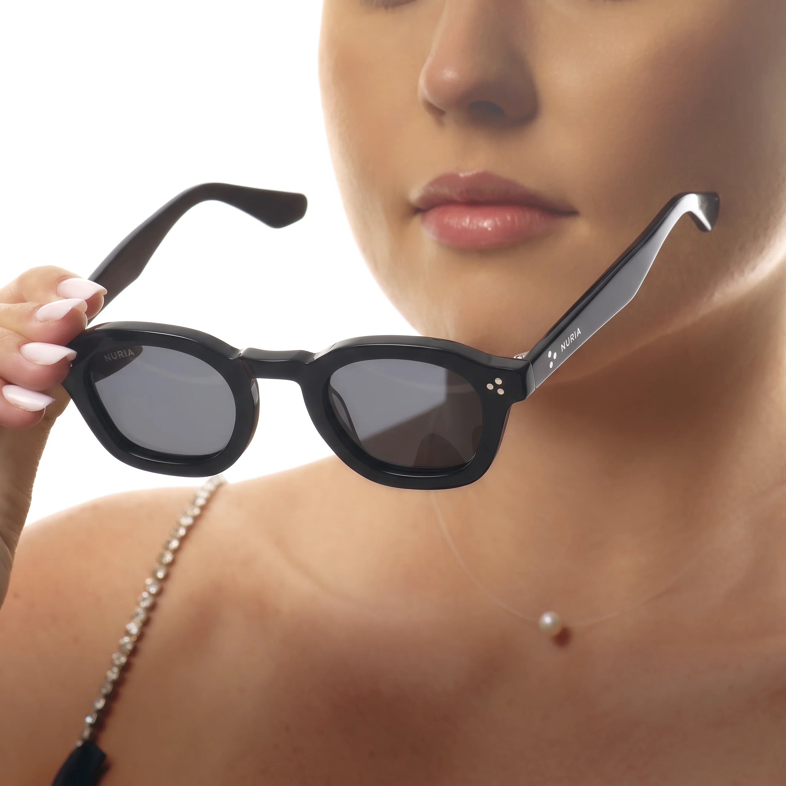 Ochelari de Soare NURIA cu Ramă Rotund-Hexagonală Auburn Quill Black [5]