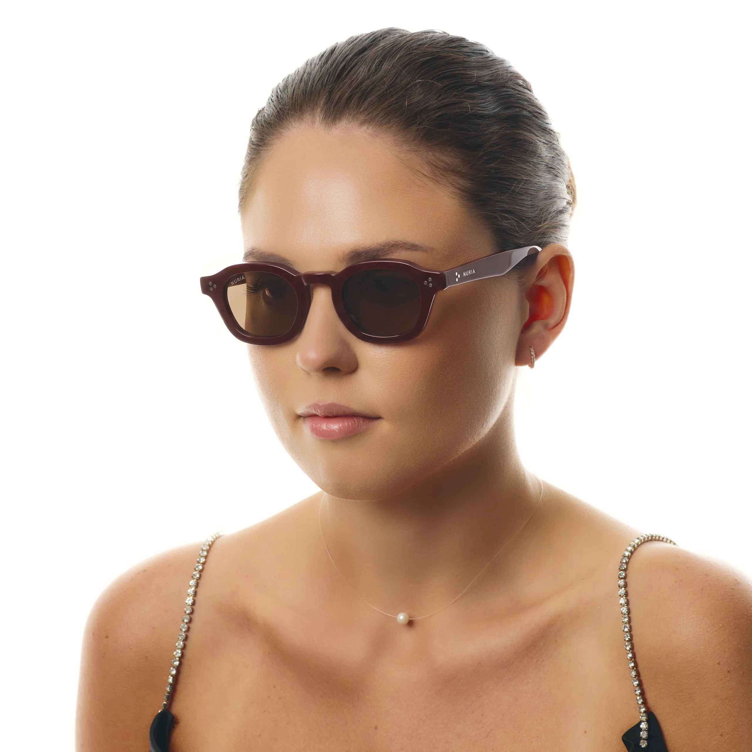 Ochelari de Soare NURIA cu Ramă Rotund-Hexagonală Auburn Quill Burgundy [3]