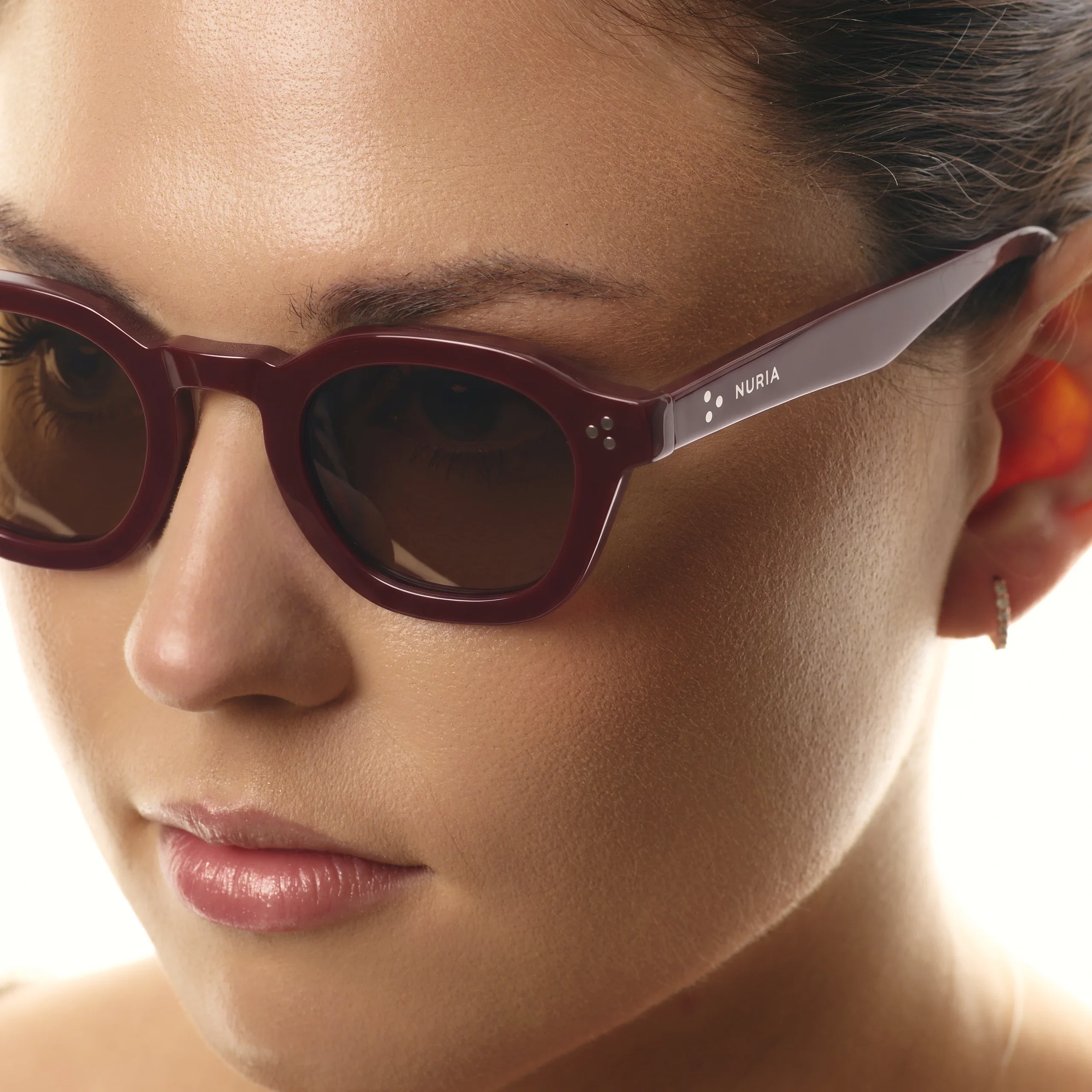 Ochelari de Soare NURIA cu Ramă Rotund-Hexagonală Auburn Quill Burgundy [4]