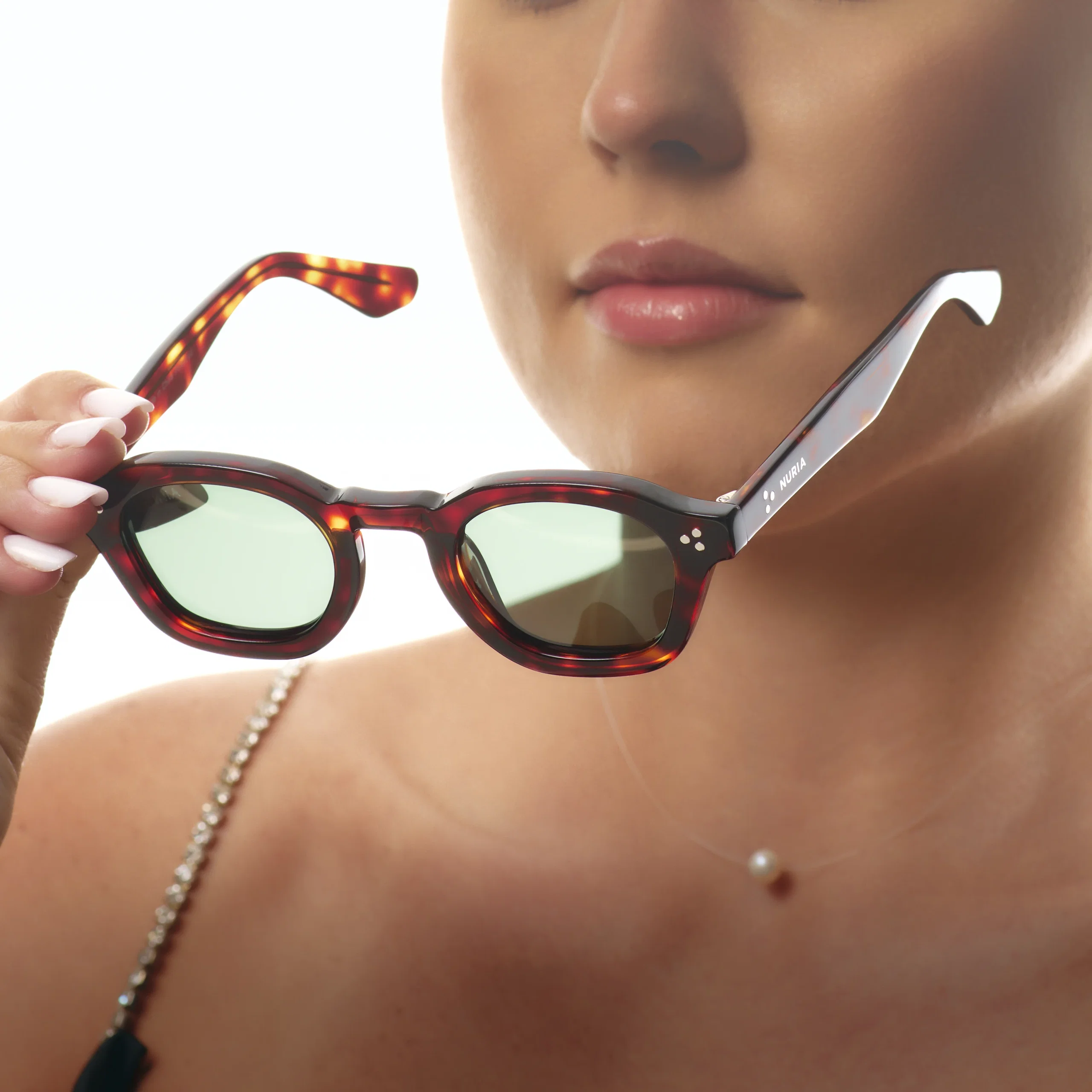 Ochelari de Soare NURIA cu Ramă Rotund-Hexagonală Auburn Quill Chestnut Tortoise [7]