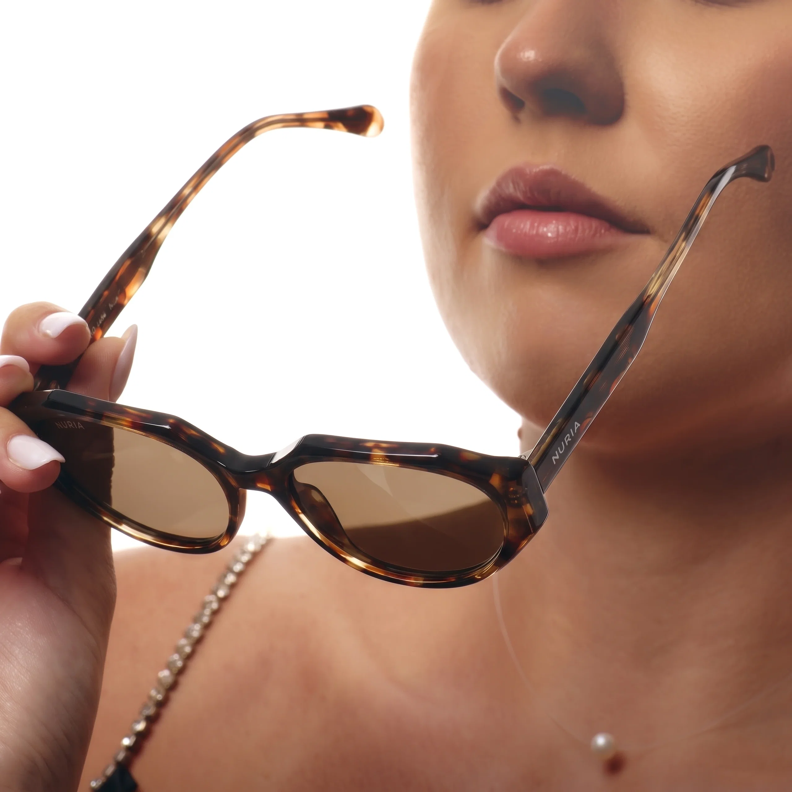 Ochelari de Soare NURIA cu Ramă Rotund-Octogonală Luna Facet Cognac Tortoise [5]