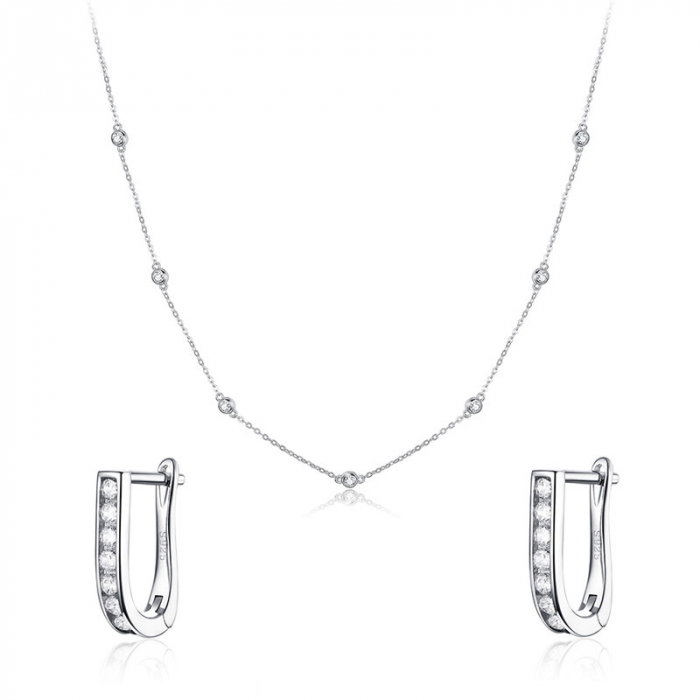 Set bijuterii din argint Crystal String, colier și cercei [1]