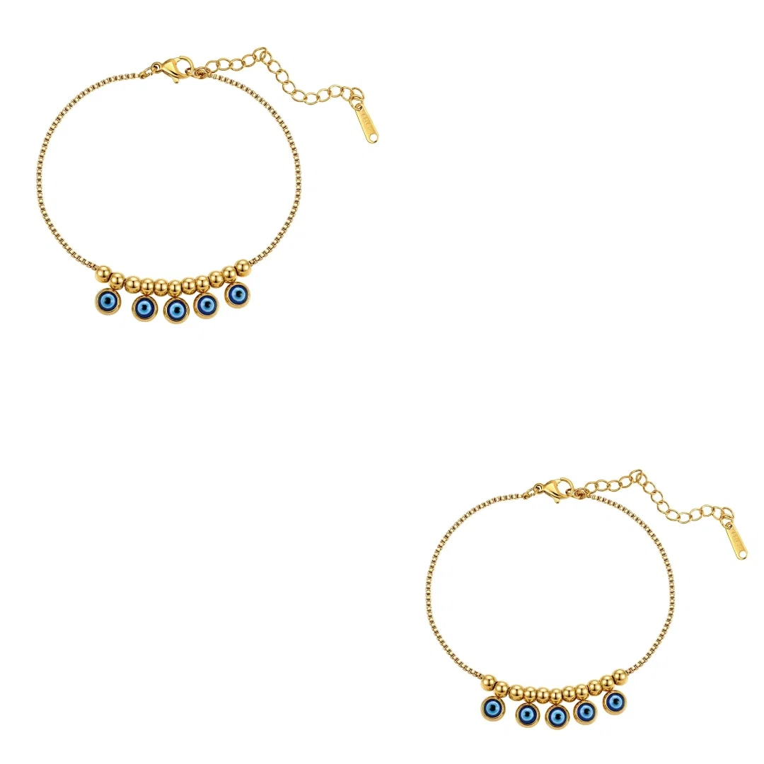 Set Brățară de mână și Brățară de picior Statement Evil Eye Auriu NURIA [1]