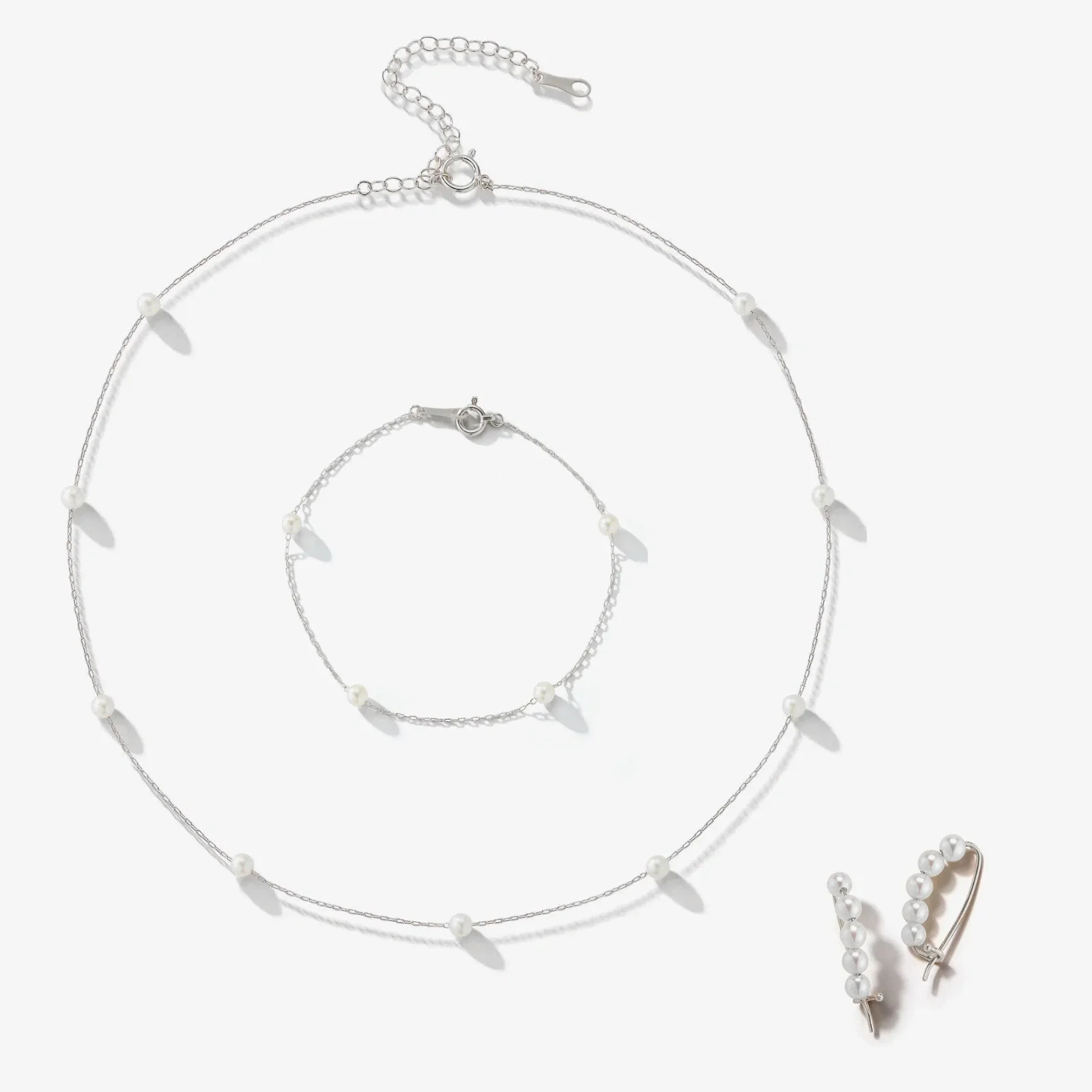 Set Colier, Brățară și Cercei argint cu perle naturale de cultură small silver. Perola Collection [1]