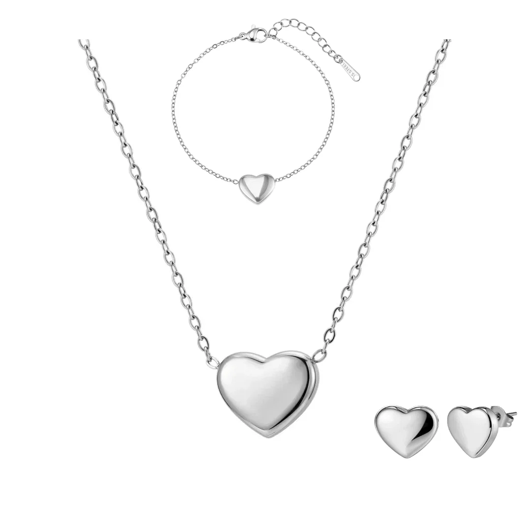 Set Colier, Brățară și Cercei Statement Heartbeat Argintiu NURIA [1]