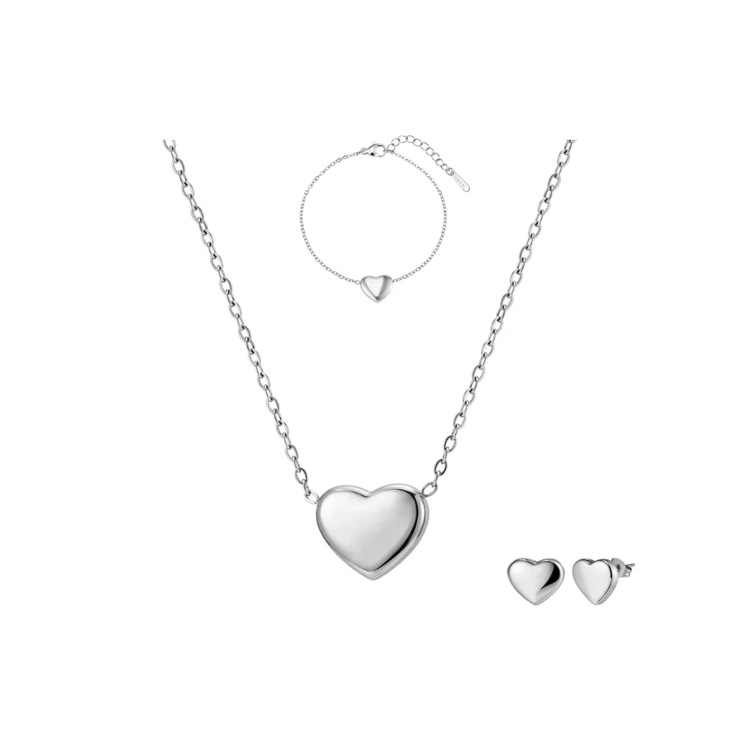 Set Colier, Brățară și Cercei Statement Heartbeat Argintiu NURIA [1]