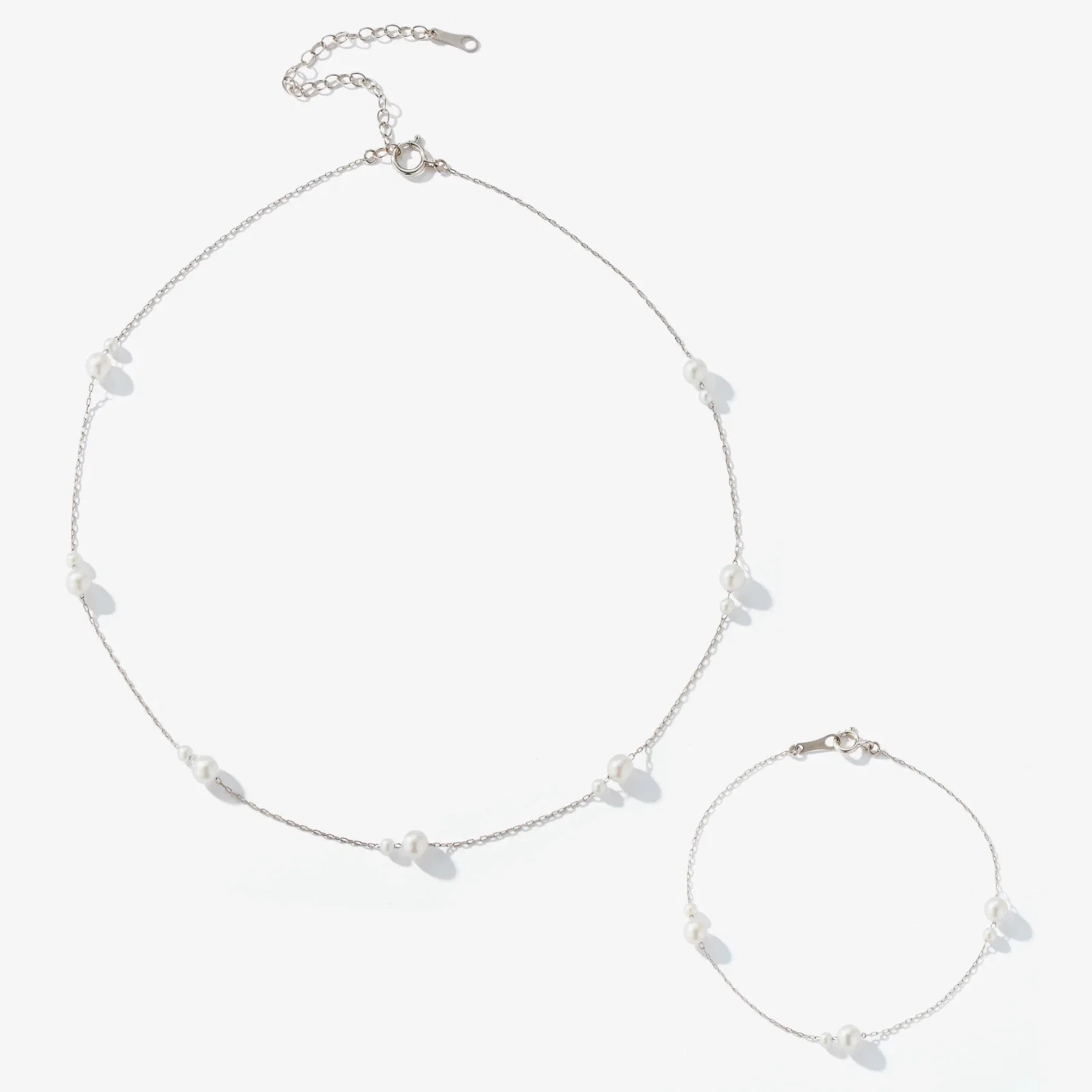 Set Colier și Brățară argint cu perle naturale de cultură large silver. Perola Collection [1]