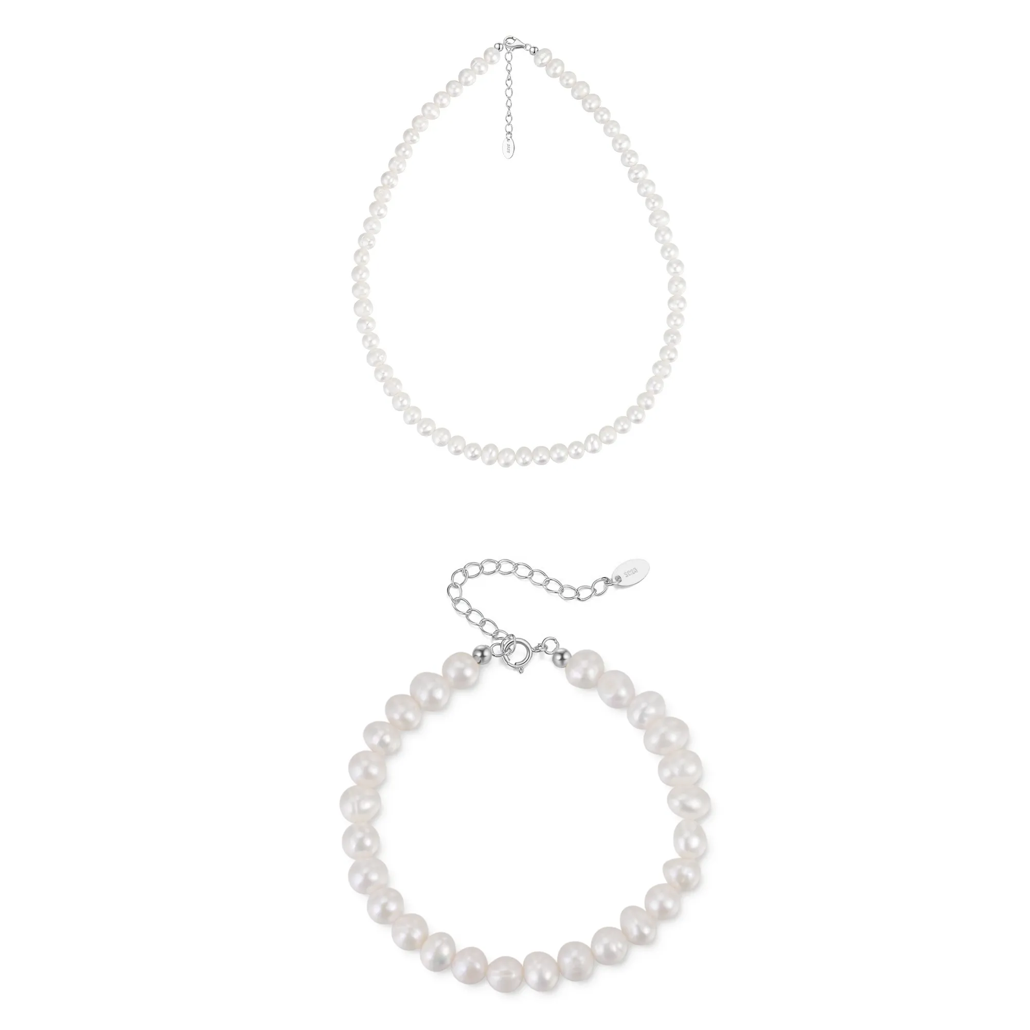 Set Colier și Brățară din argint cu perle naturale de cultură silver Raw Collection [1]