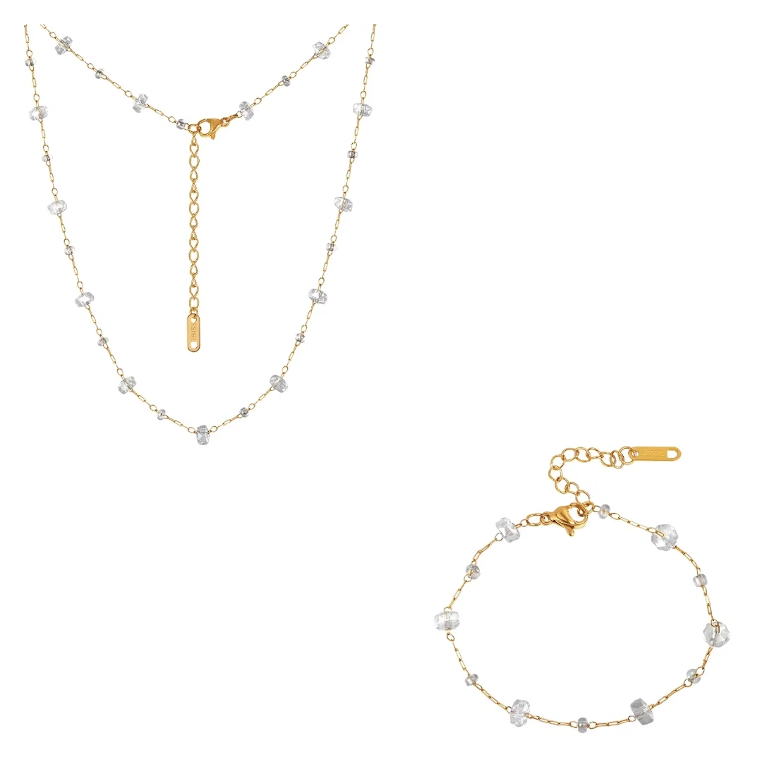Set Colier și Brățară Statement Crystal Auriu [1]
