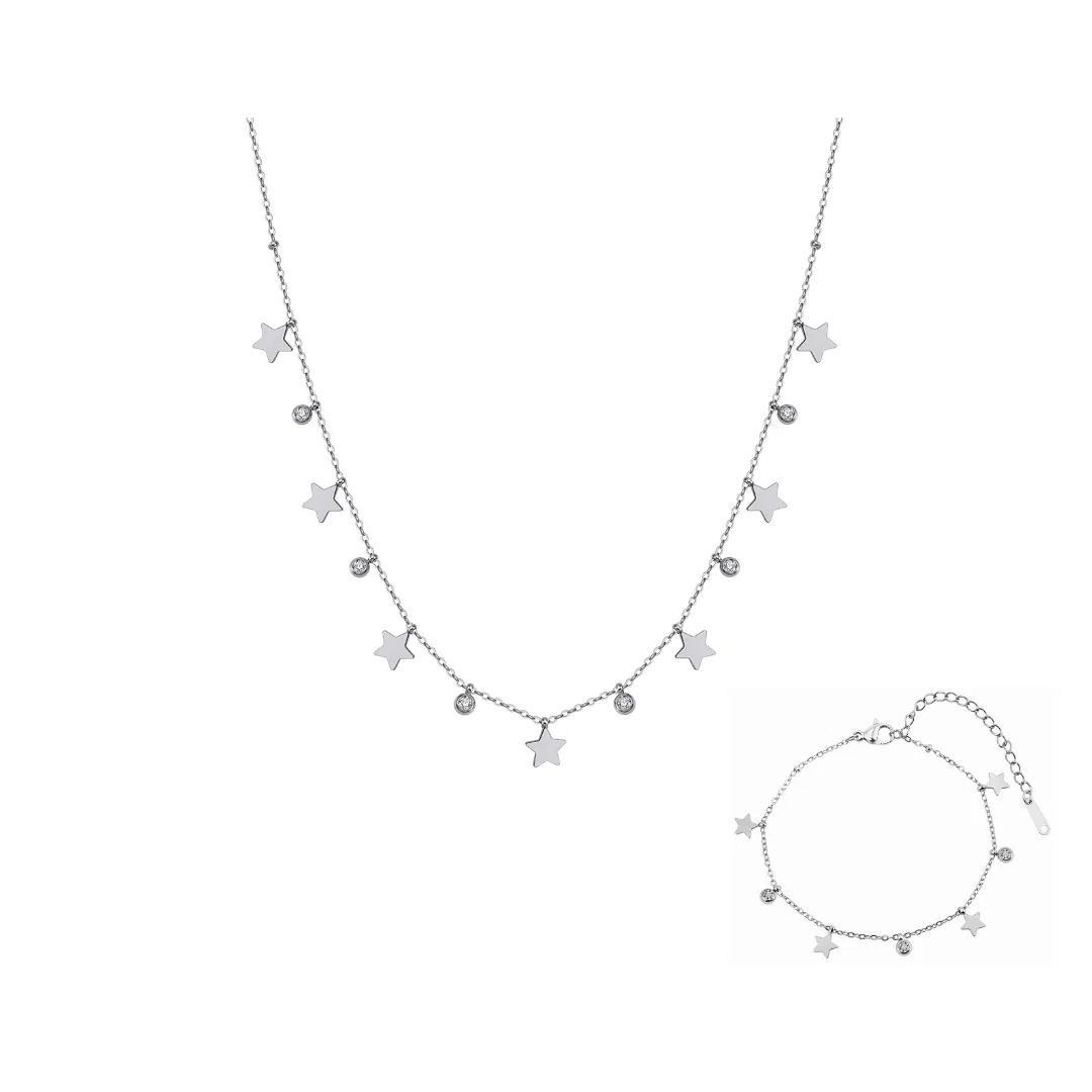 Set Colier și Brățară Statement cu Cristale Zirconiu Starlight Argintiu [1]