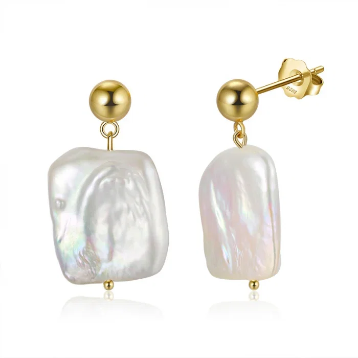 Set Colier și Cercei din Argint cu Perle Naturale Baroque Gold [3]