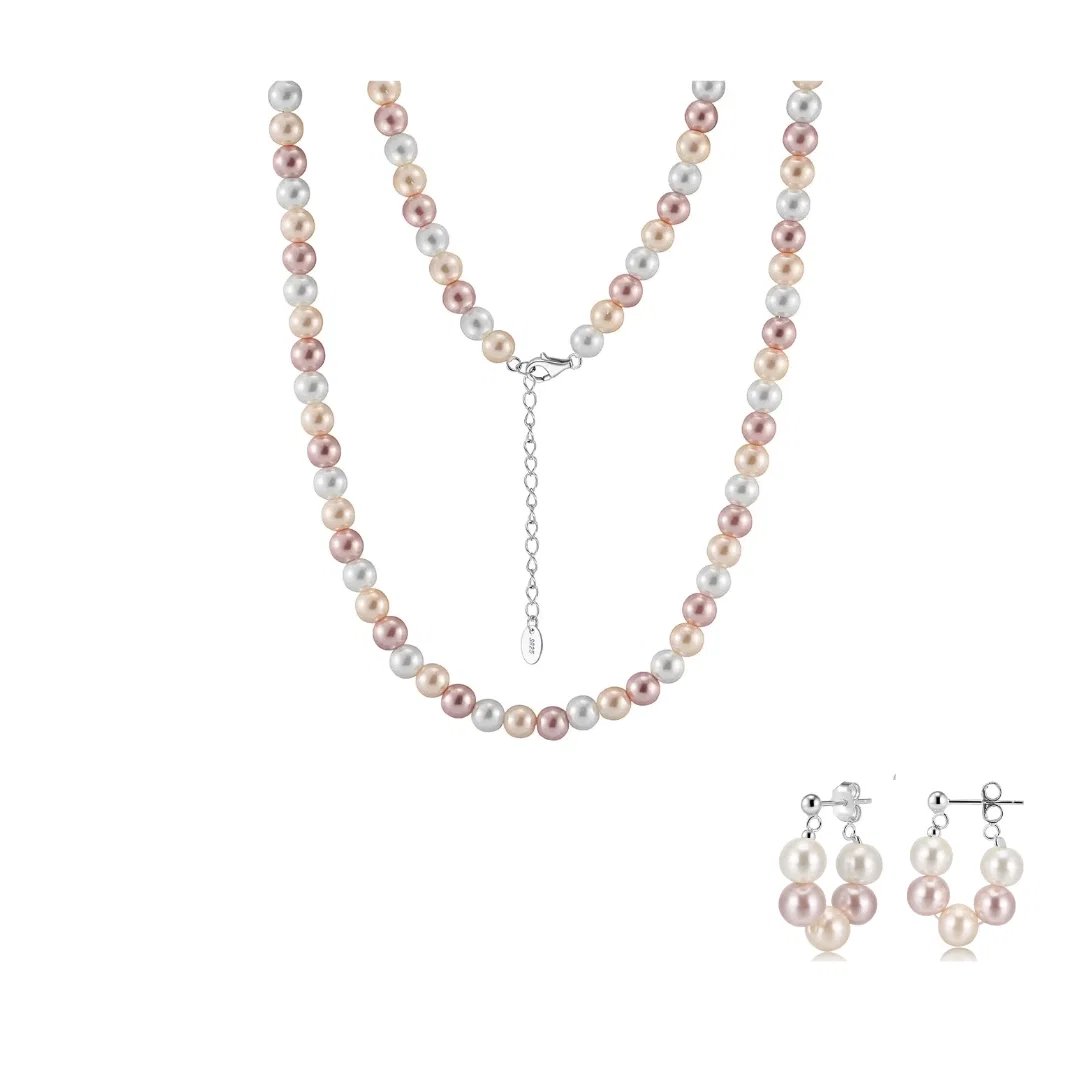 Set Colier și Cercei din argint cu perle shell Multicolor Argintiu [1]