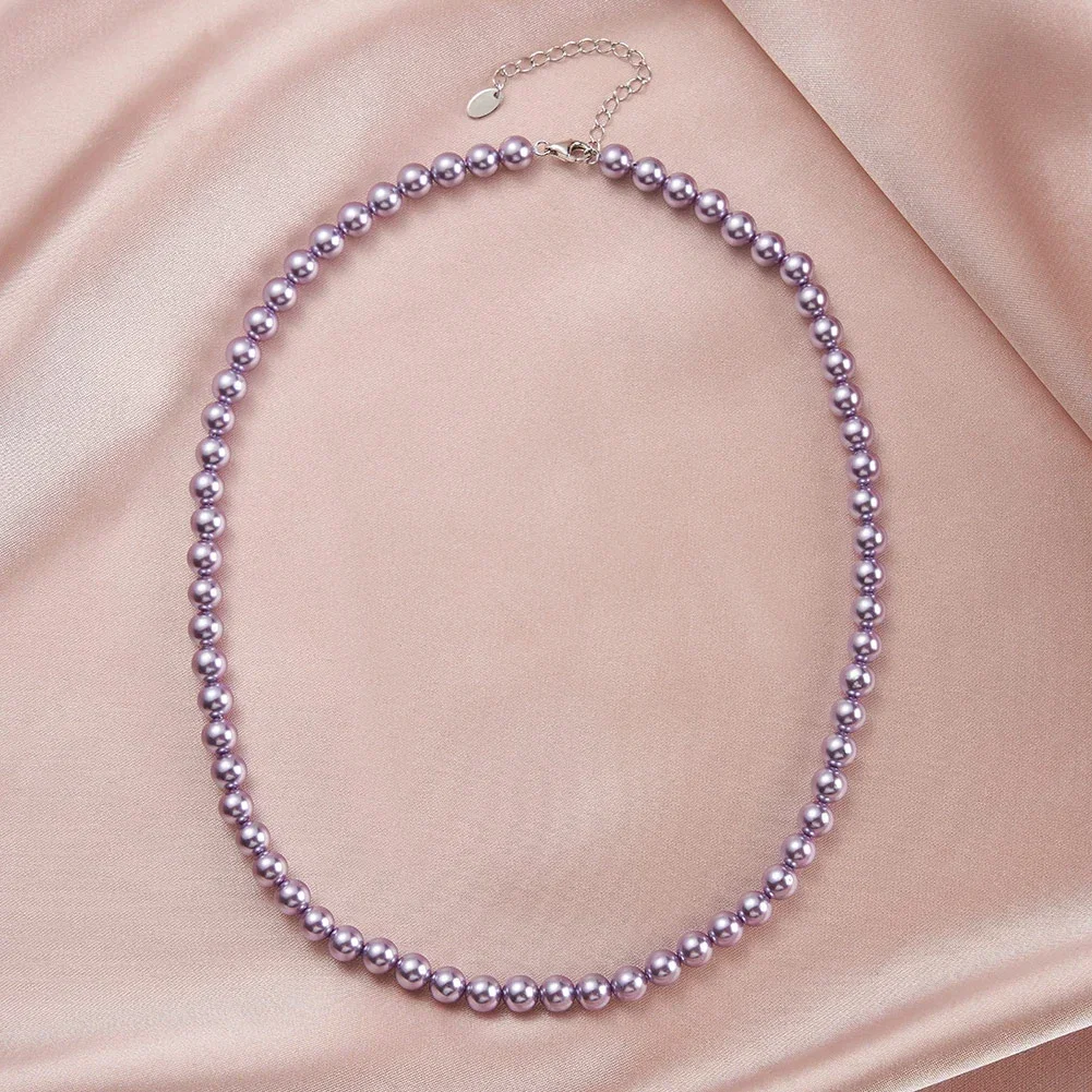 Set Colier și Cercei din argint cu perle shell Purple Argintiu [3]