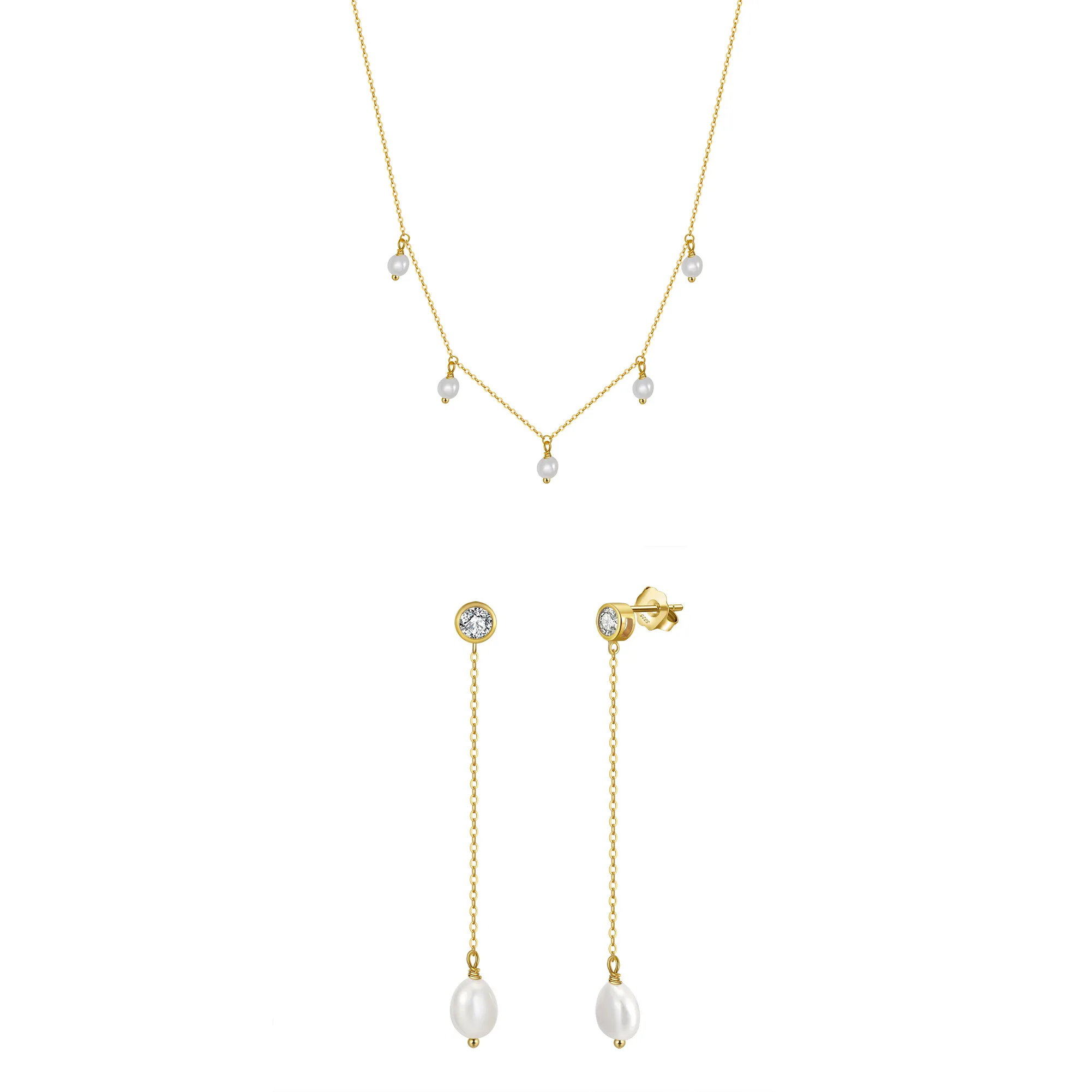 Set Colier și Cercei din Argint Elegant Pearlesque Drops [1]