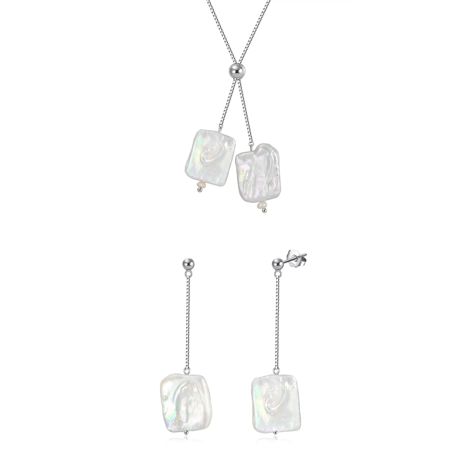 Set Colier și Cercei din Argint Pearl Baroque Waterfalls Silver [1]