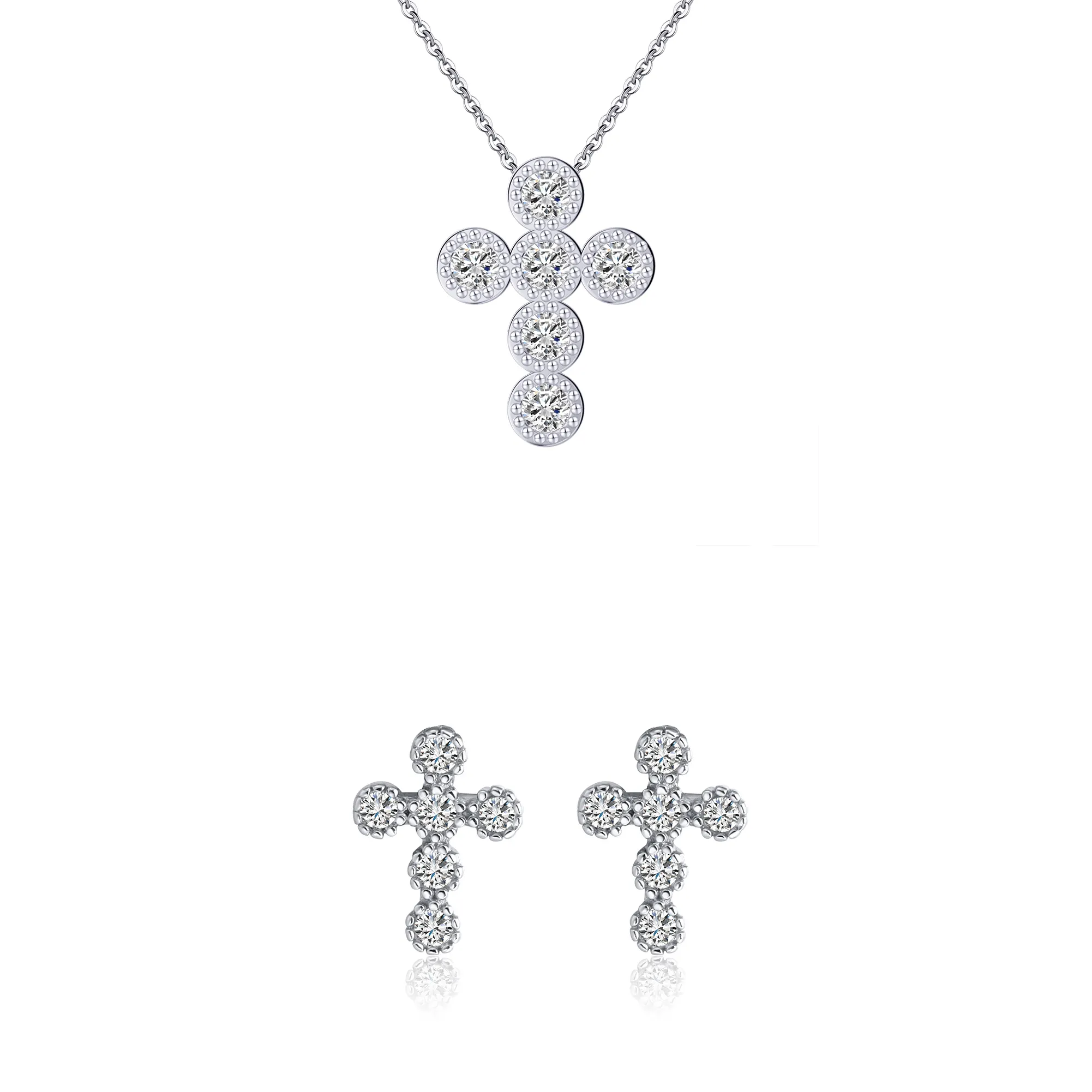 Set Colier și Cercei din Argint Silver Clustered Cross [1]