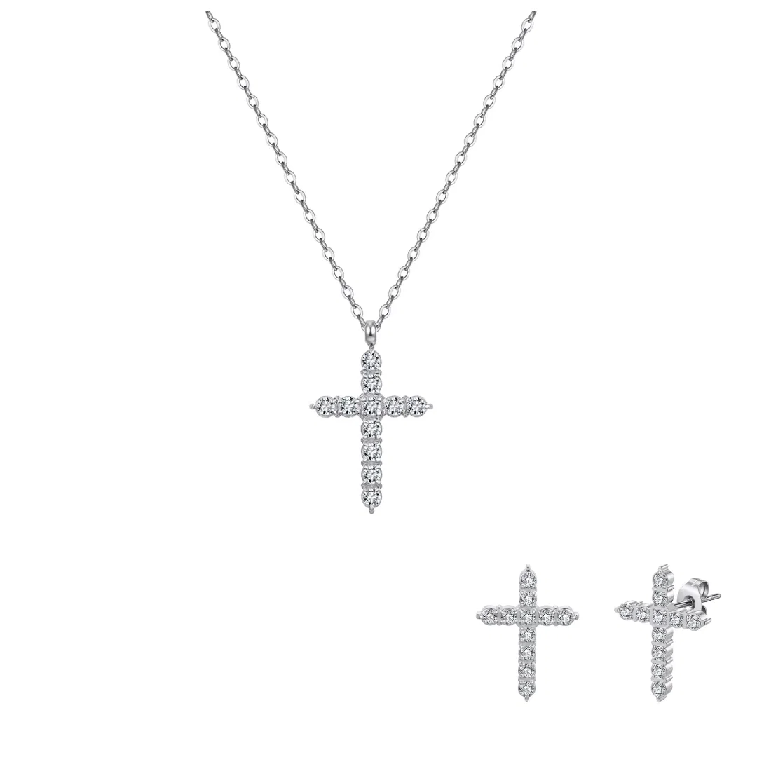 Set Colier și Cercei Statement cu Cristale Zirconiu Divine Argintiu [1]