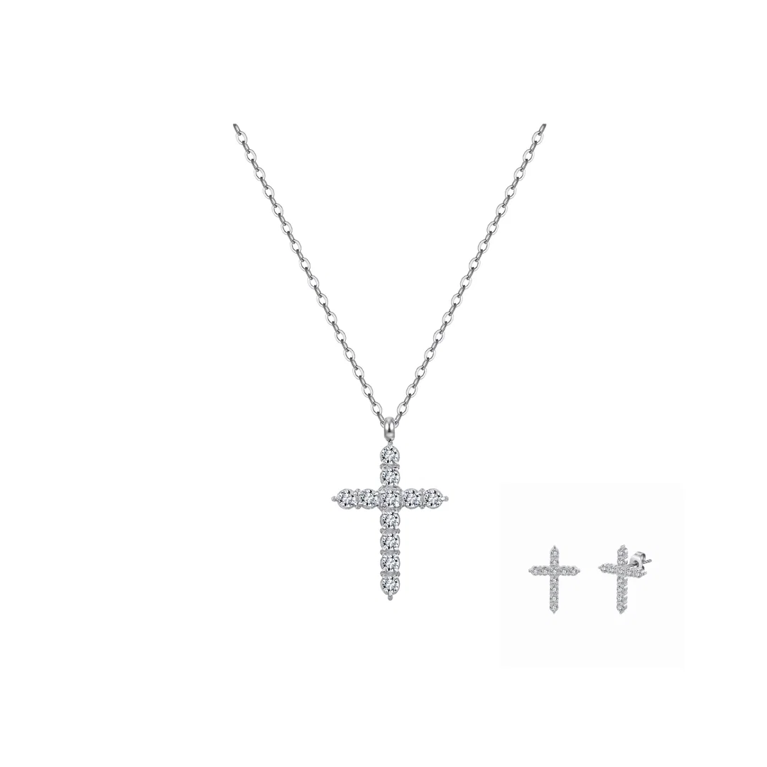 Set Colier și Cercei Statement cu Cristale Zirconiu Divine Argintiu [1]