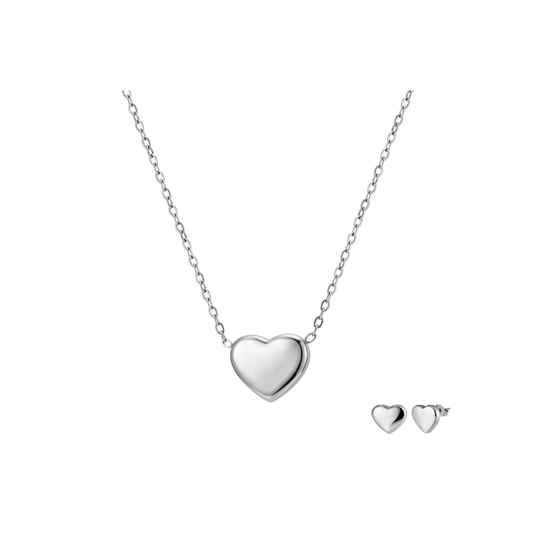 Set Colier și Cercei Statement Heartbeat Argintiu [1]