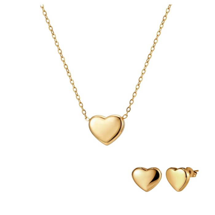 Set Colier și Cercei Statement Heartbeat Auriu [1]