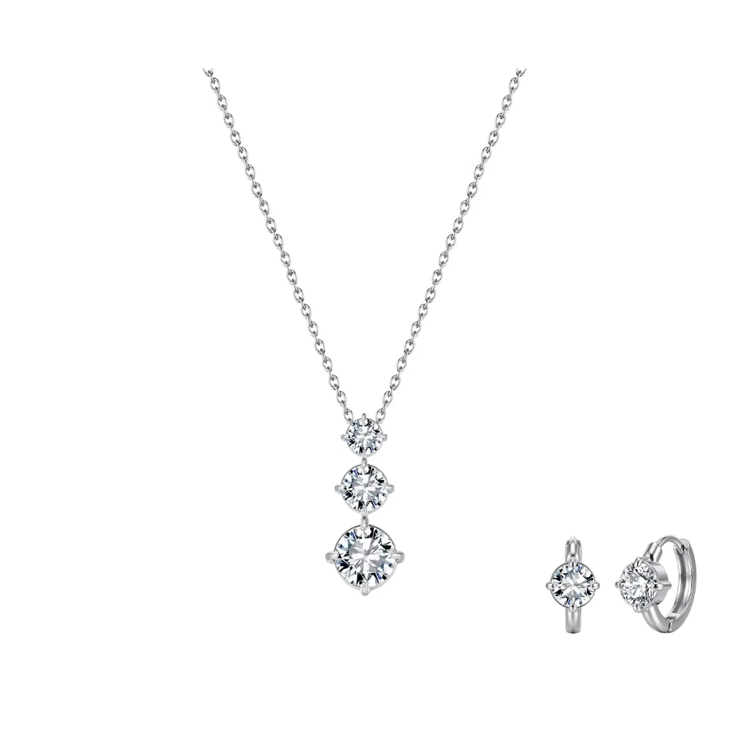 Set Colier și Cercei Statement Trio Glow Argintiu [1]