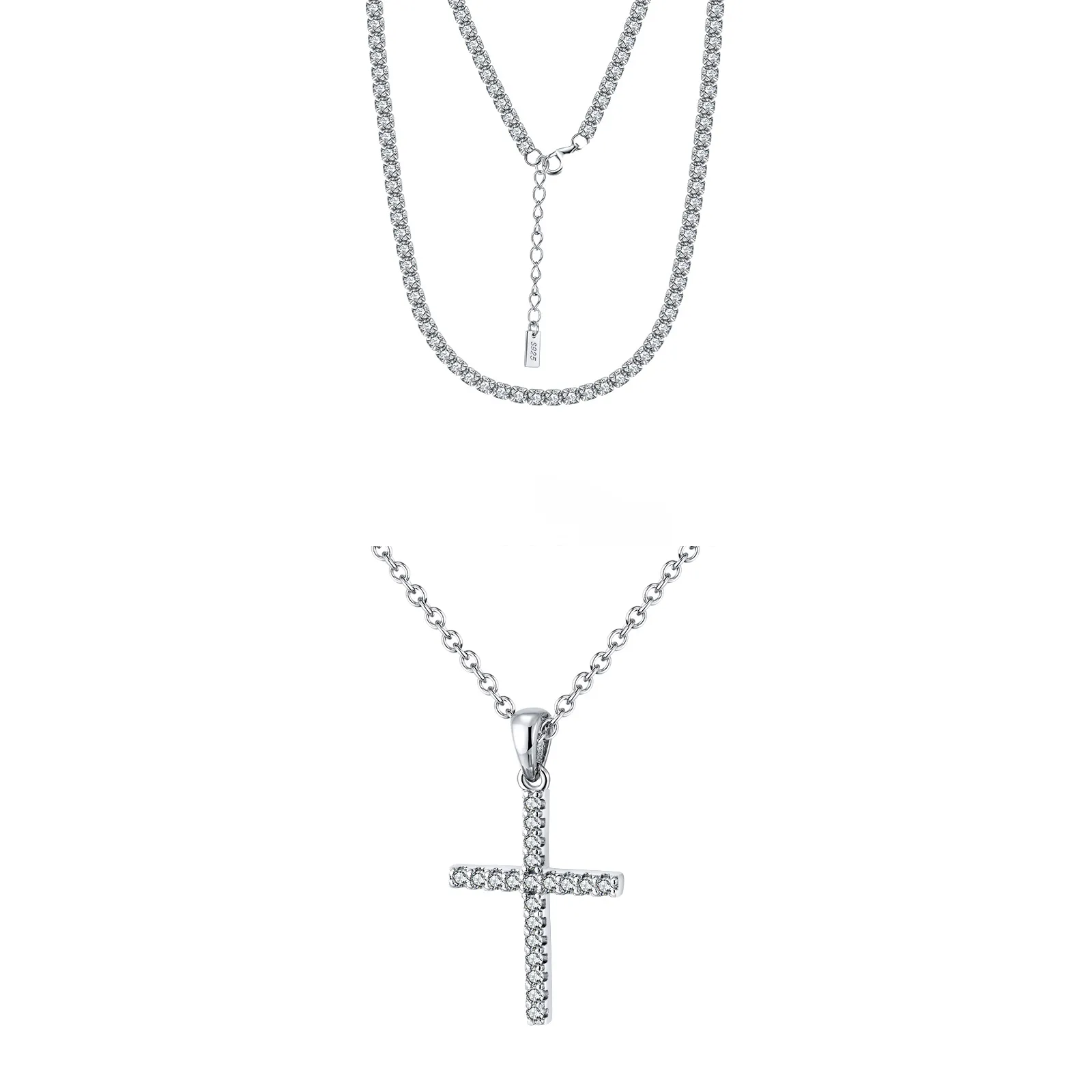 Set Coliere din Argint Silver Crystal Cross și tennis medium [1]