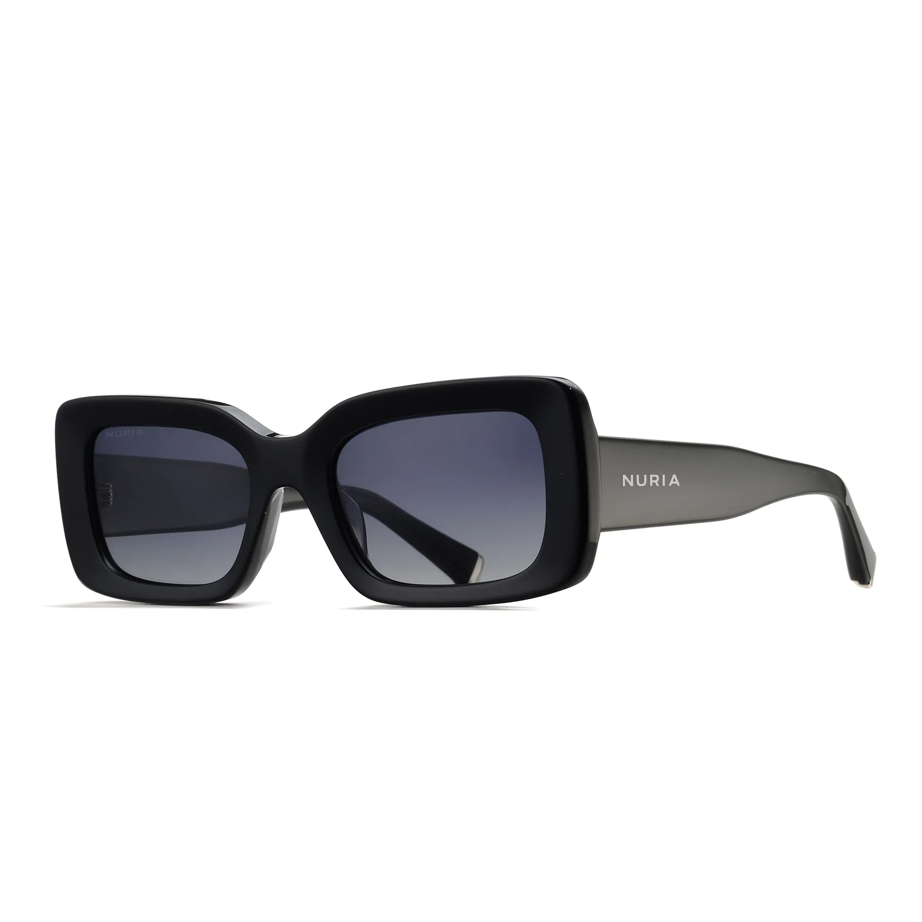 Ochelari Femei - Ochelari de Soare NURIA cu Ramă Dreptunghiulară Umbra Fold Black