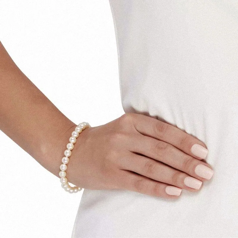 Brățări Din Argint - Brățară Argint cu perle naturale de cultură Large Pearl String Argintiu