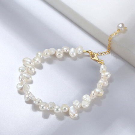 Colecții - Brățară baroque din argint cu perle naturale de cultură gold Raw Collection