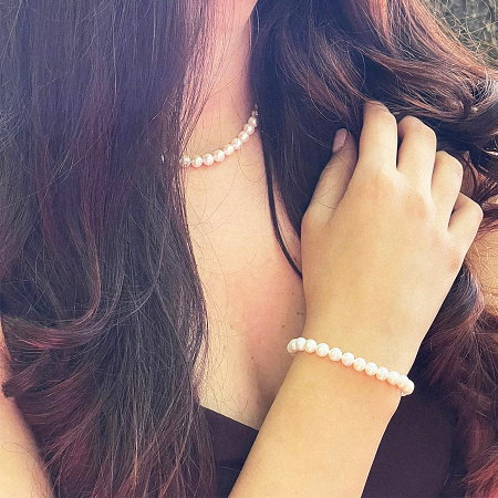 Brățări Din Argint - Brățară Argint cu perle naturale de cultură Large Pearl String Auriu