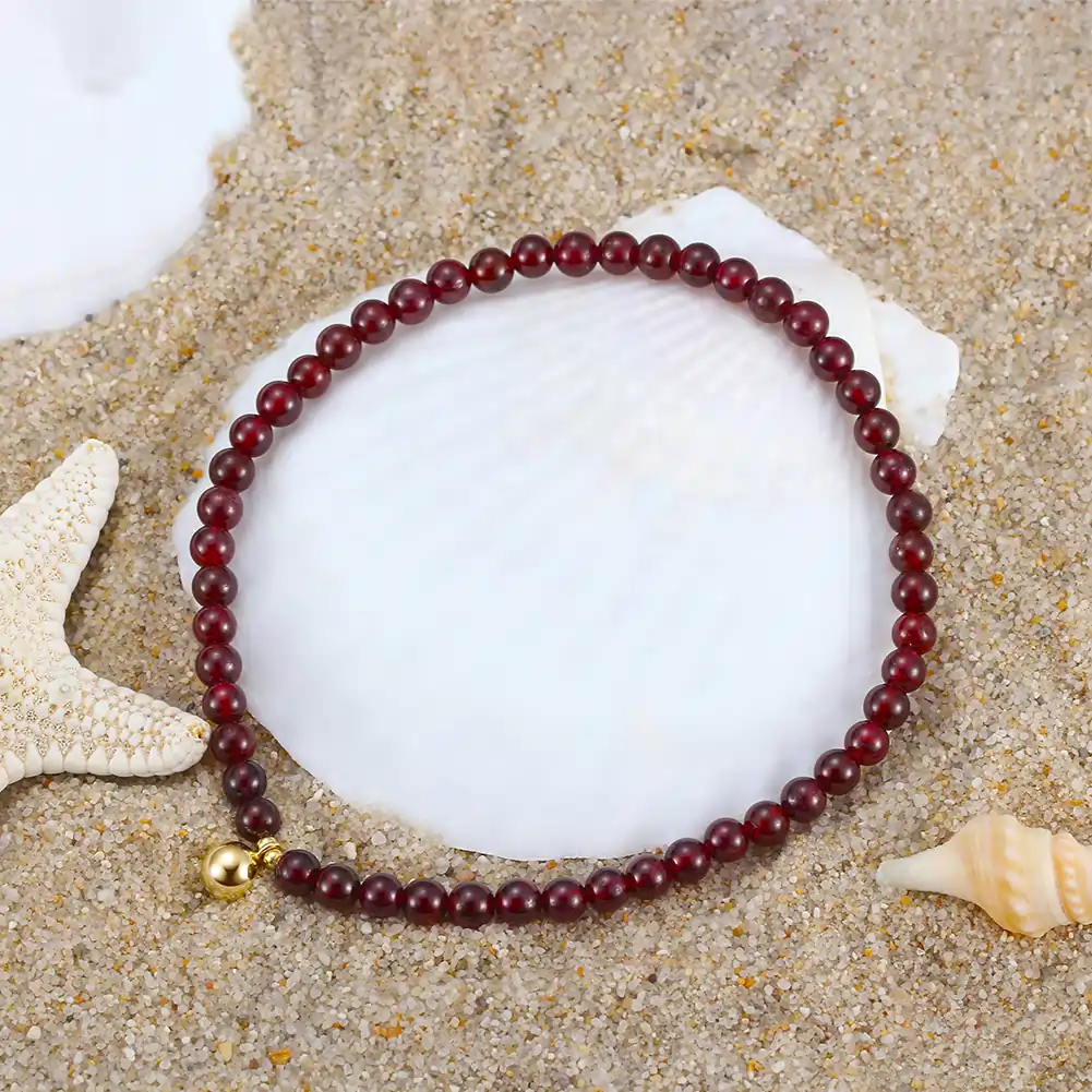 Produse Noi - Brățară de picior cu Pietre Naturale Granat Almadin Elegant Garnet