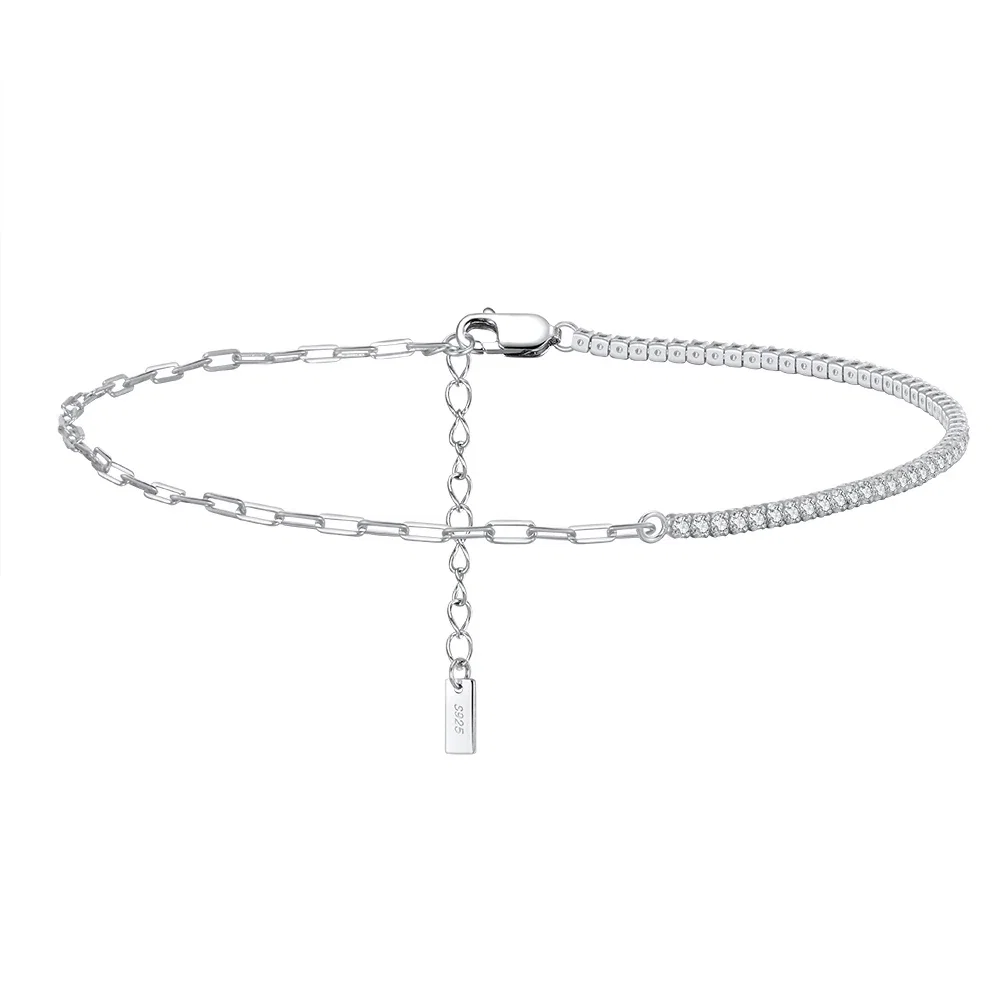 Brățări De Picior - Brățară de picior din Argint Adjustable Silver Tennis
