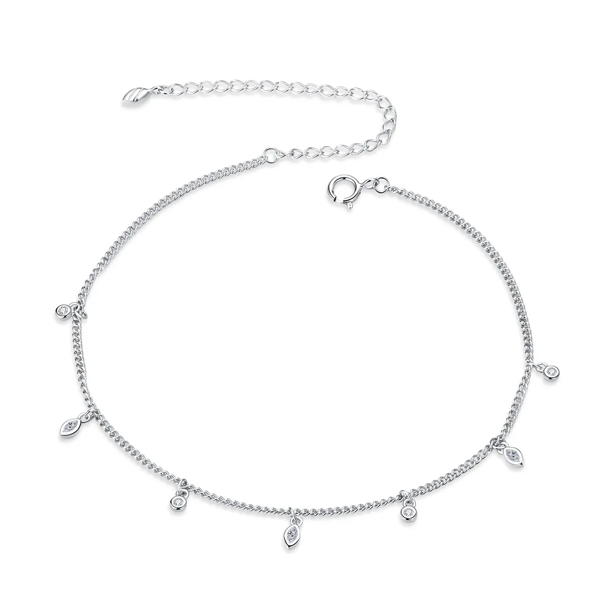 Brățări de picior - Brățară de picior din argint Crystal String