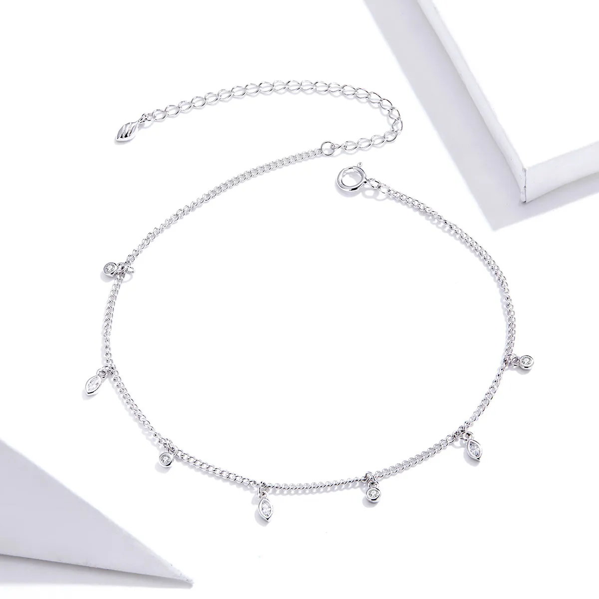 Brățări de picior - Brățară de picior din argint Crystal String