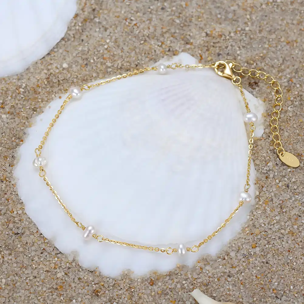 Brățări De Picior - Brățară de picior din Argint cu perle naturale de cultură Pearl Gold