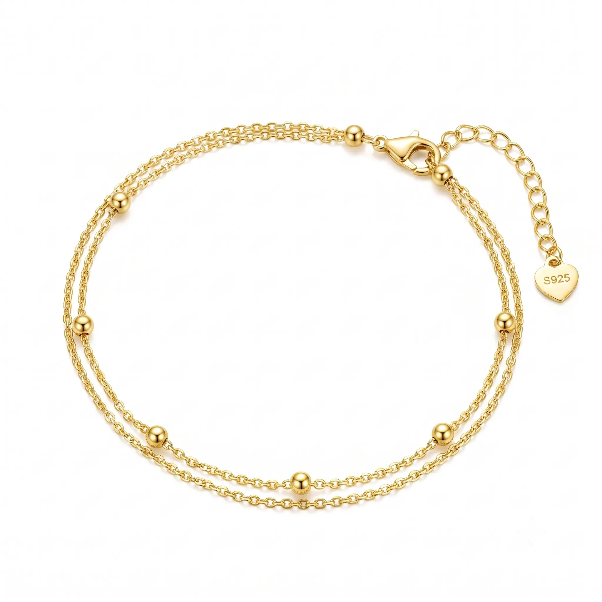 Produse noi - Brățară de picior din Argint Double Chain Gold