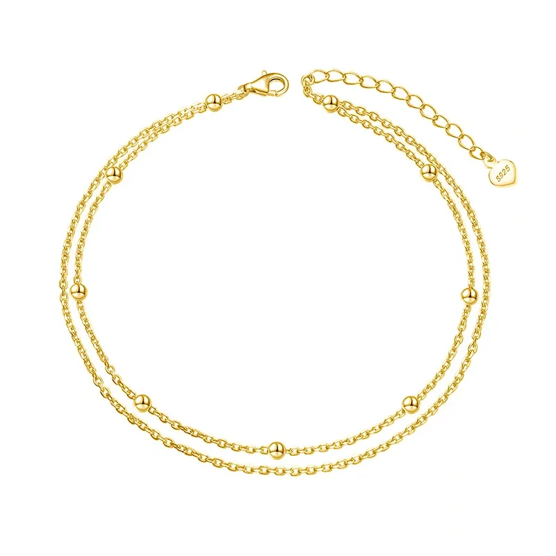 Brățări de picior - Brățară de picior din Argint Double Chain Gold