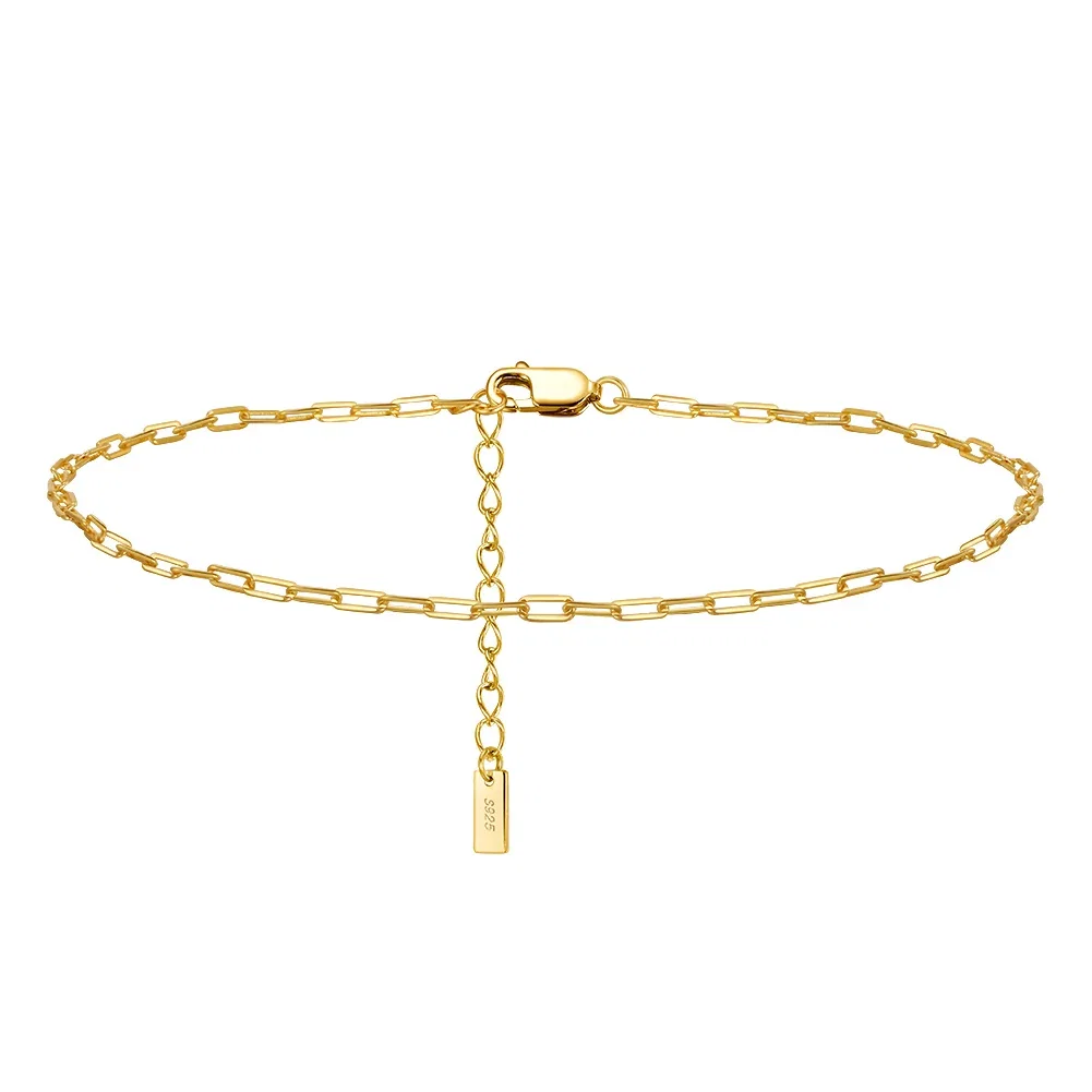 Brățări De Picior - Brățară de picior din Argint Gold Paperclip Chain
