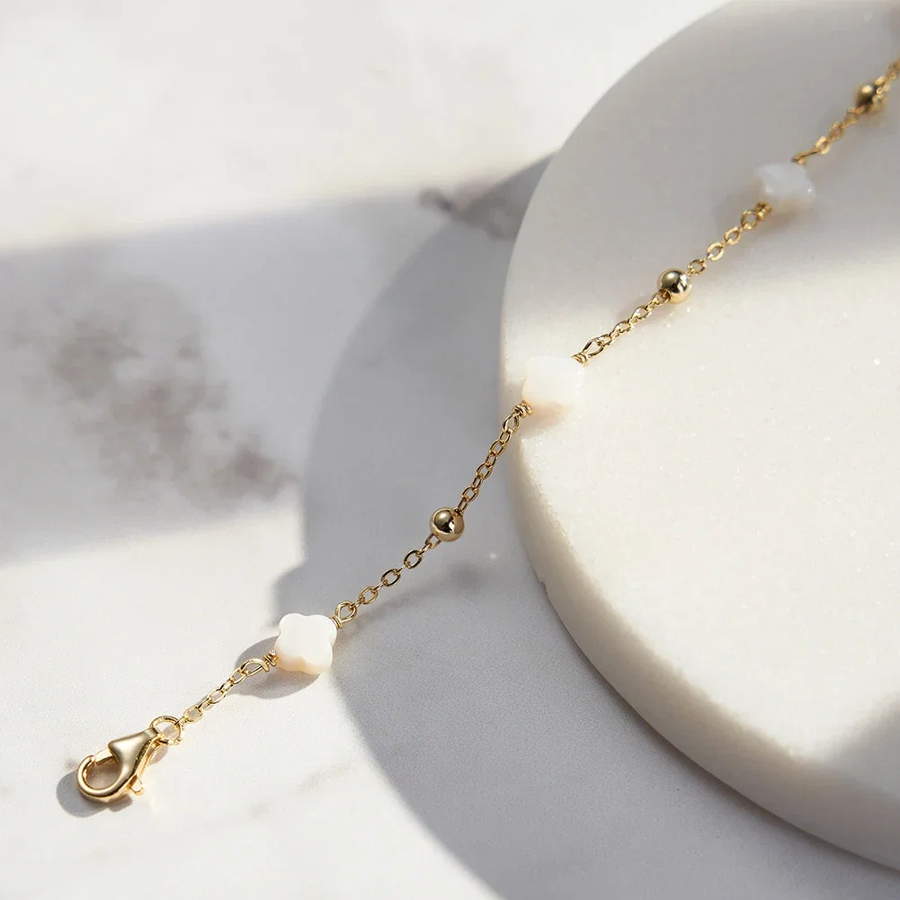 Brățări Din Argint - Brățară din Argint Clover Beads Gold