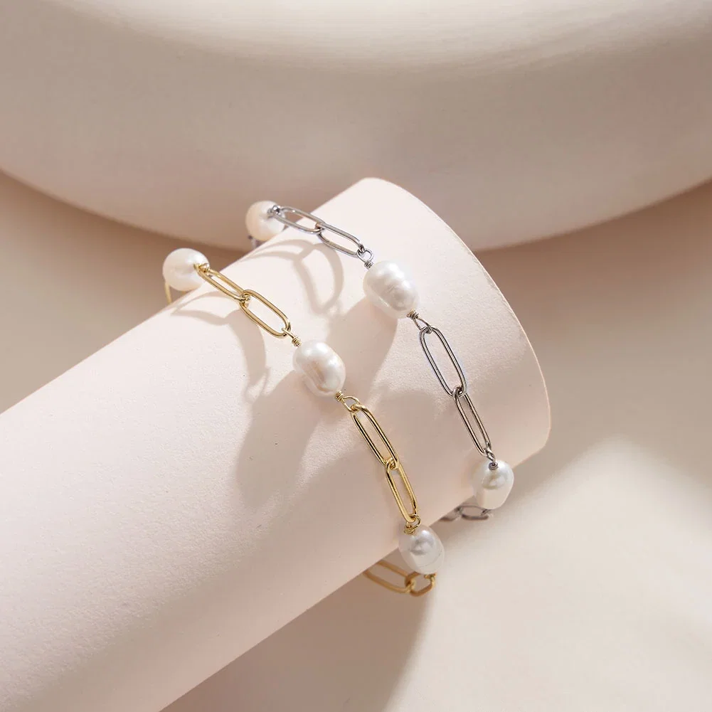 Brățări Din Argint - Brățară din Argint cu Perle Naturale de Cultură Baroque Links Pearl Silver