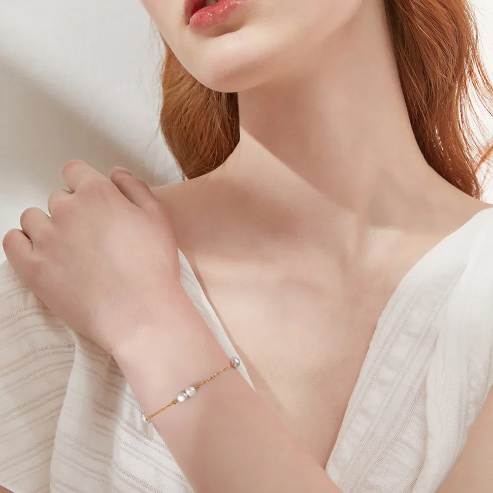 Brățări Din Argint - Brățară din Argint cu Perle Naturale de Cultură Delicate Harmony Pearl