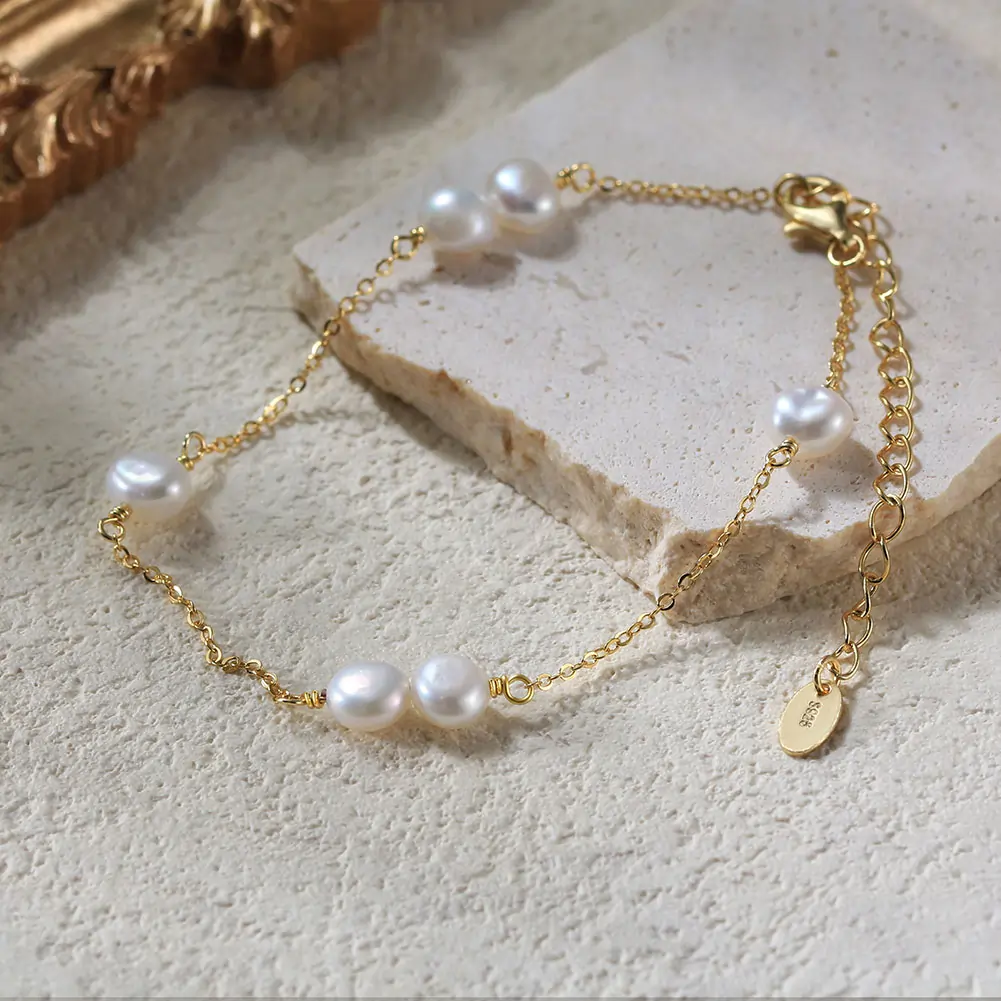 Brățări Din Argint - Brățară din Argint cu Perle Naturale de Cultură Delicate Harmony Pearl Silver
