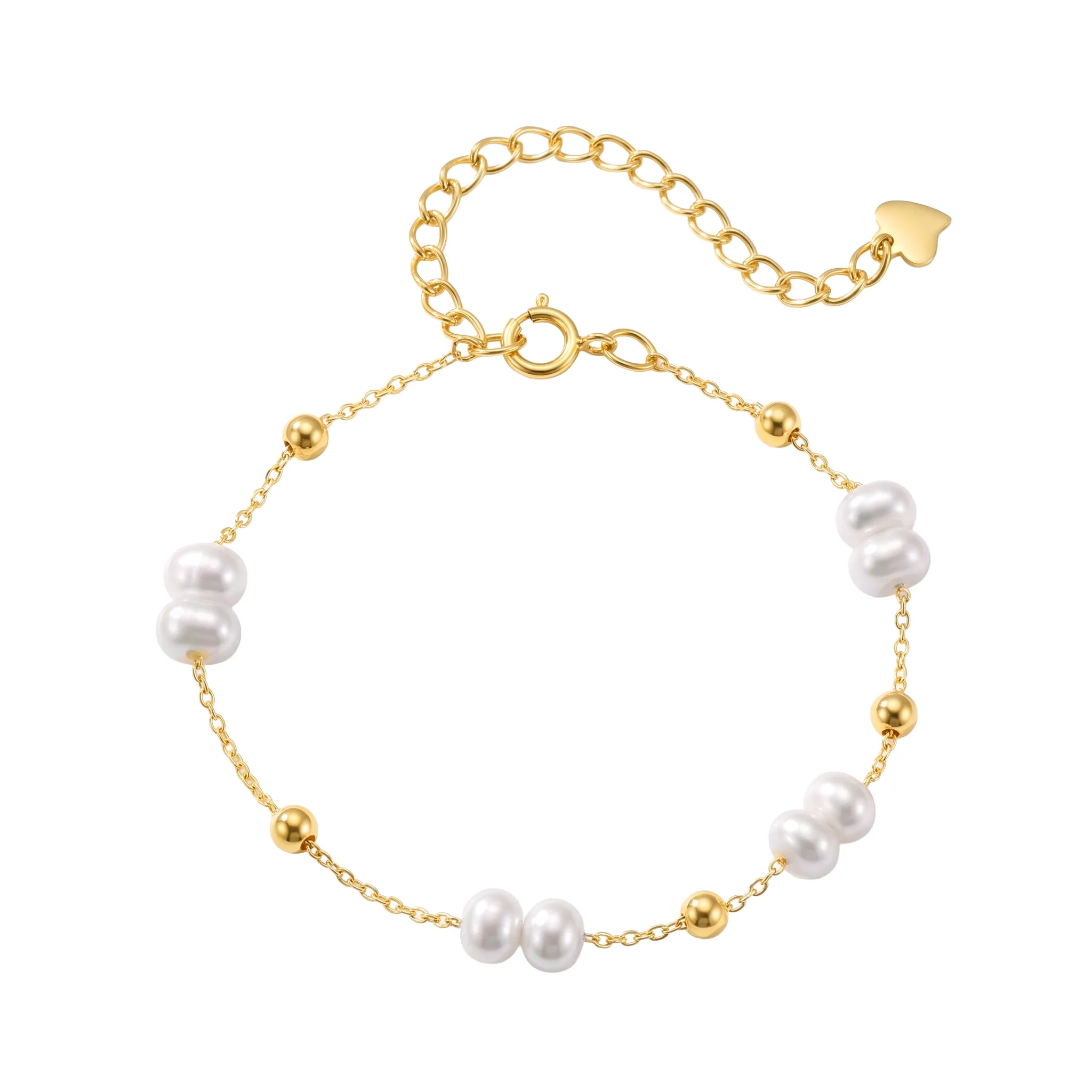 Bratari din argint - Brățară din Argint cu perle naturale de cultură Gold Pearl Chain