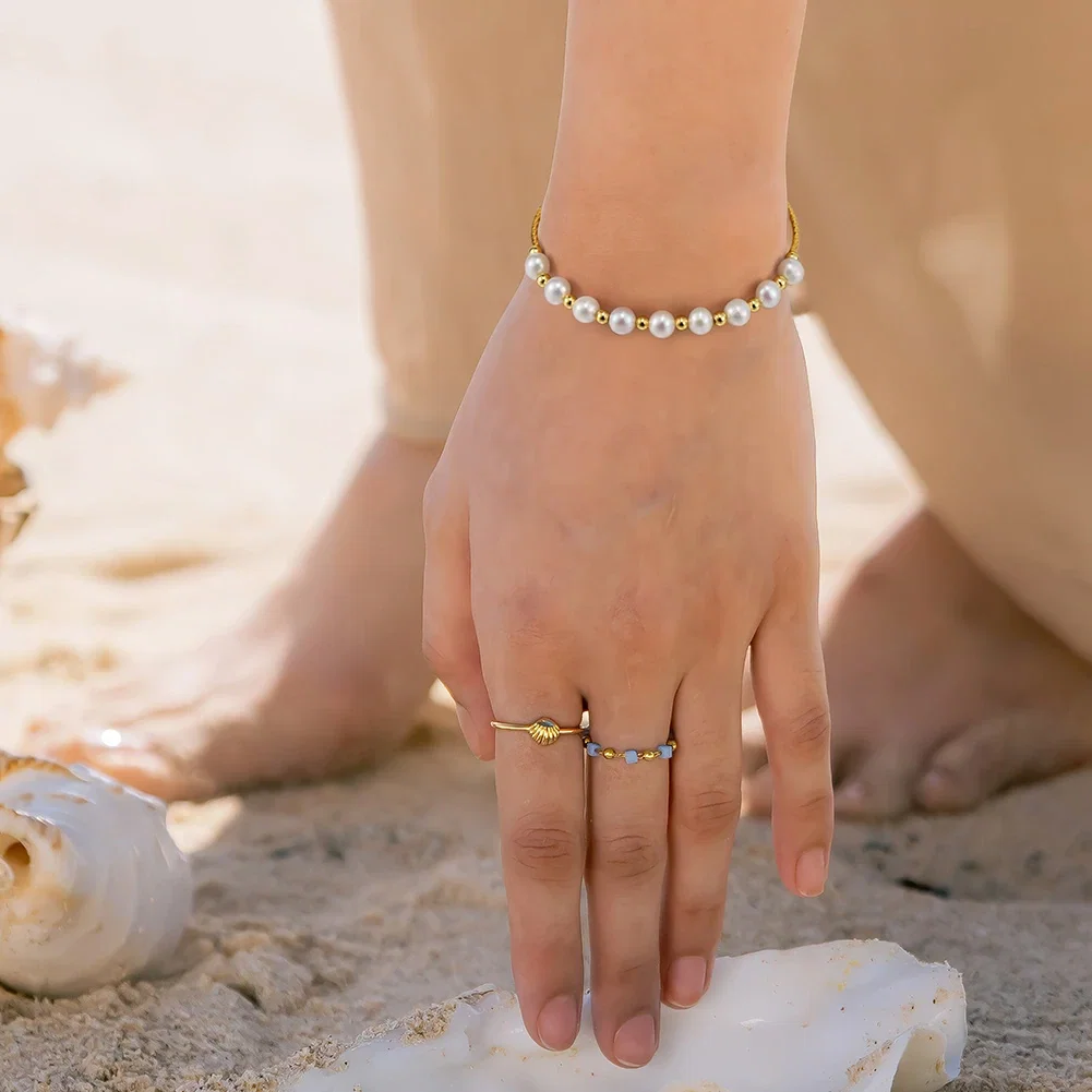 Brățări din argint - Brățară din Argint cu Perle Naturale de Cultură Golden Glow Pearl